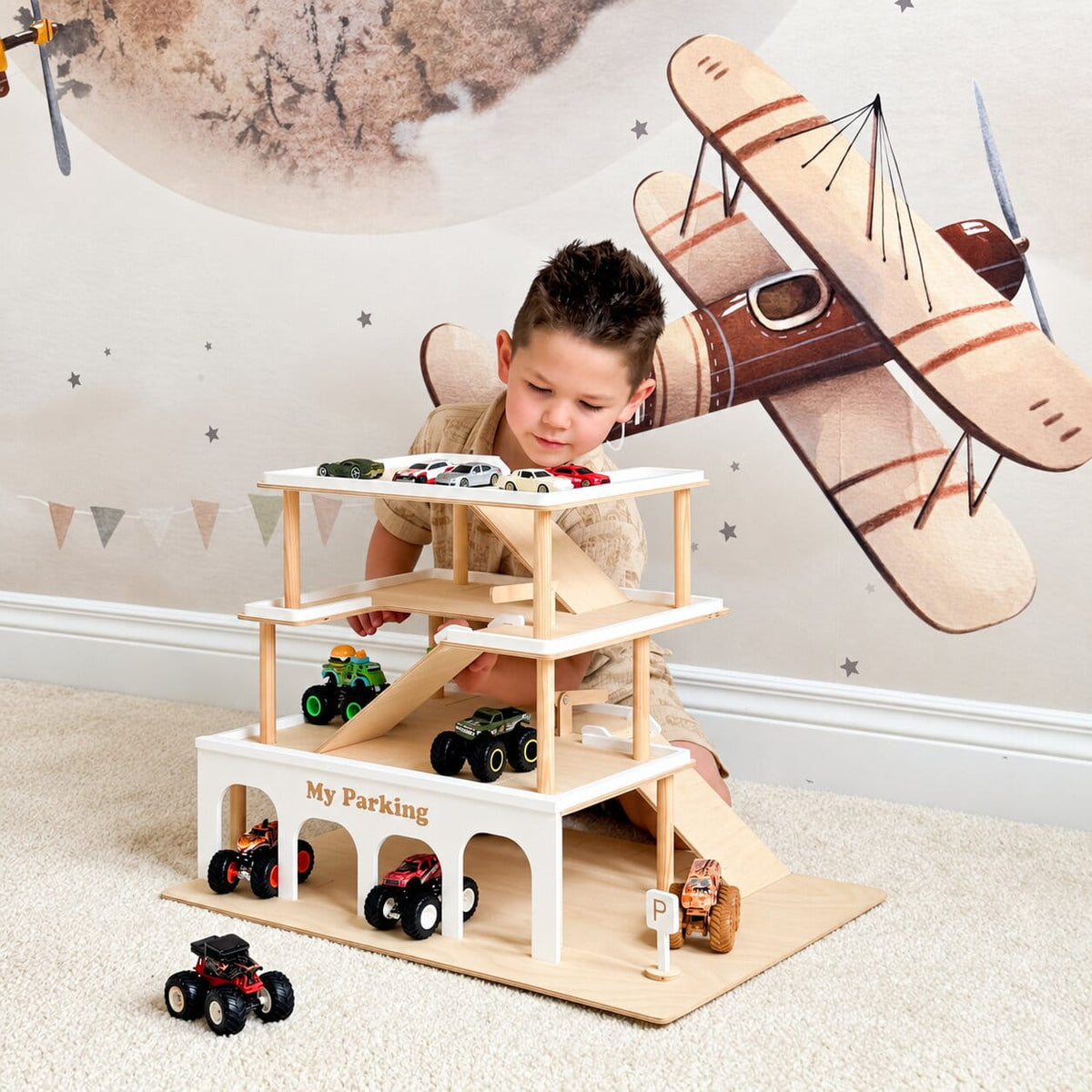 kids wooden car garage