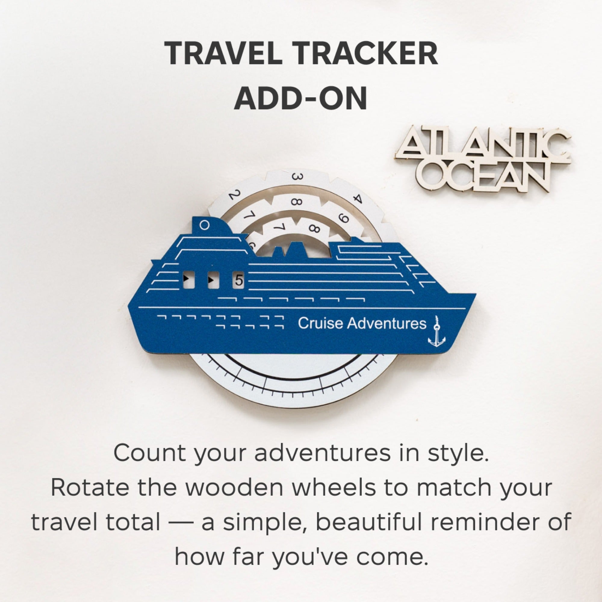 Travel Tracker Cruise Liner 3D Colored Wooden World Map - Aqua