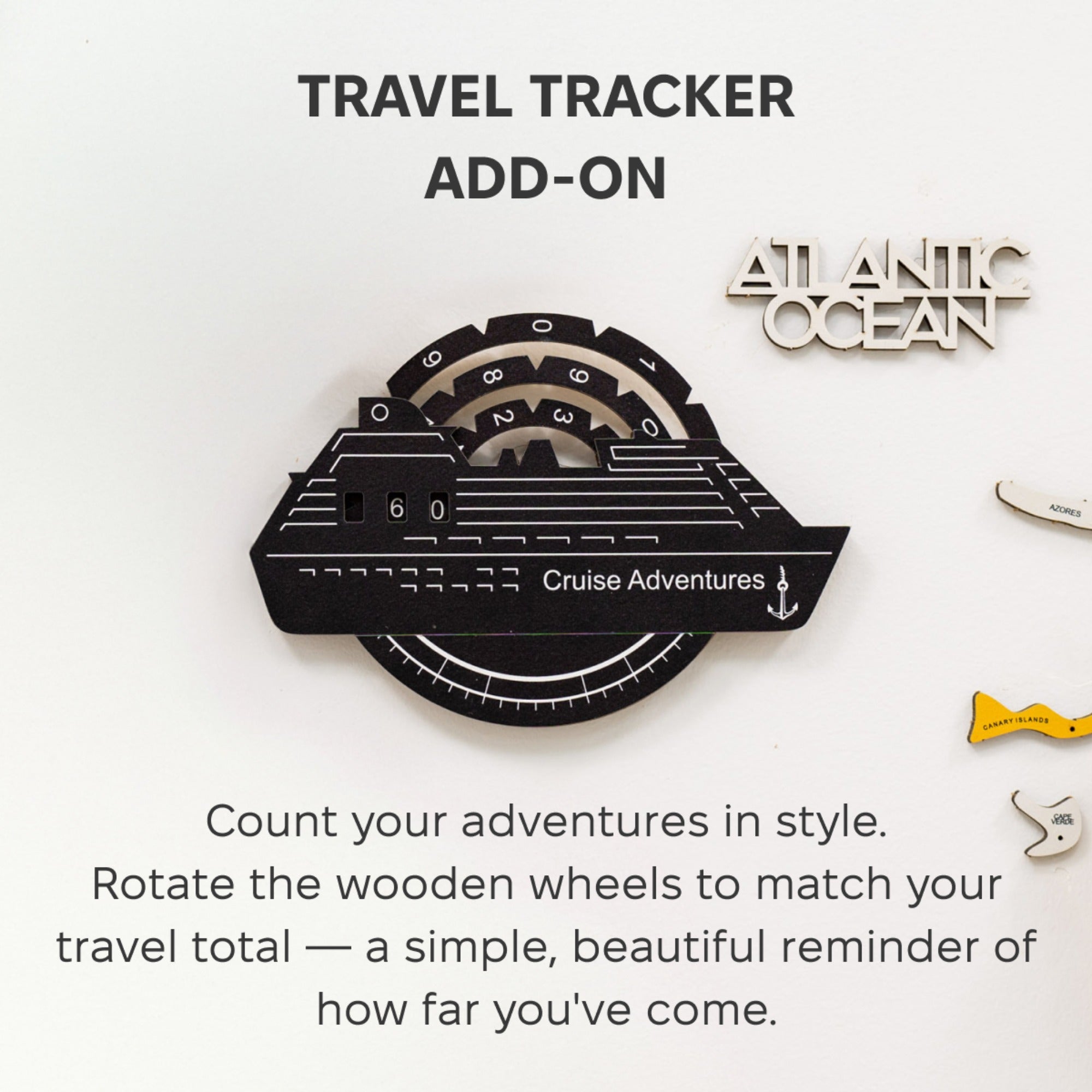 Travel Tracker Cruise Liner 3D Colored Wooden World Map - Midnight