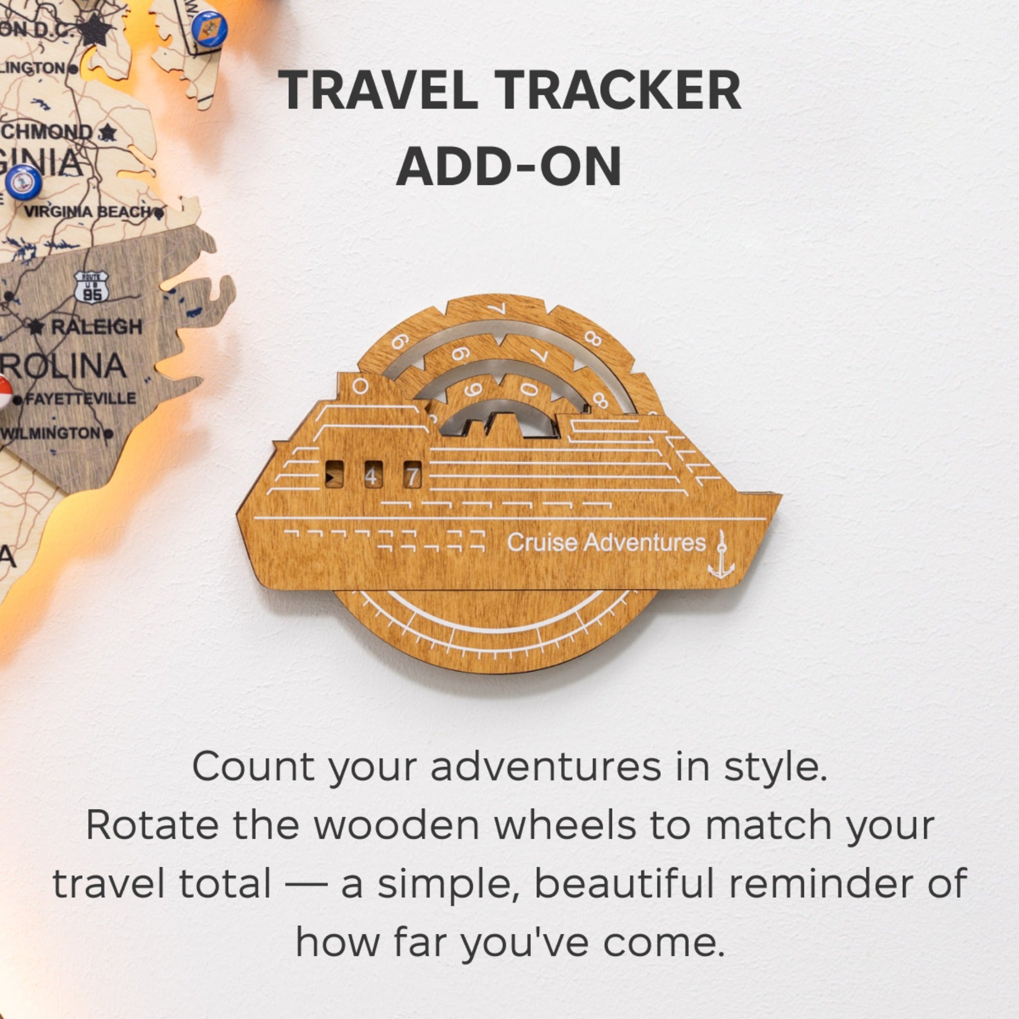Travel Tracker Cruise Liner 3D Colored Wooden World Map - Oak