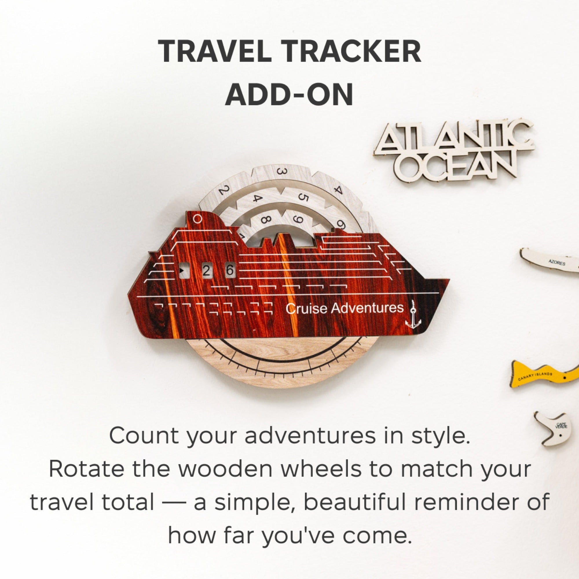 Travel Tracker Cruise Liner 3D Colored Wooden World Map - Urban