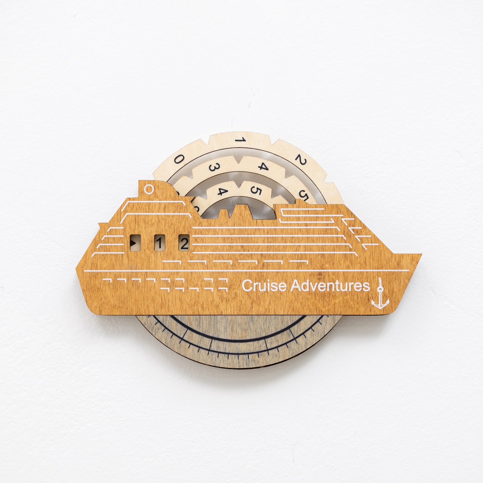 Reise-Tracker Kreuzfahrtschiff 3D Farbige Holzweltkarte - Cappuccino