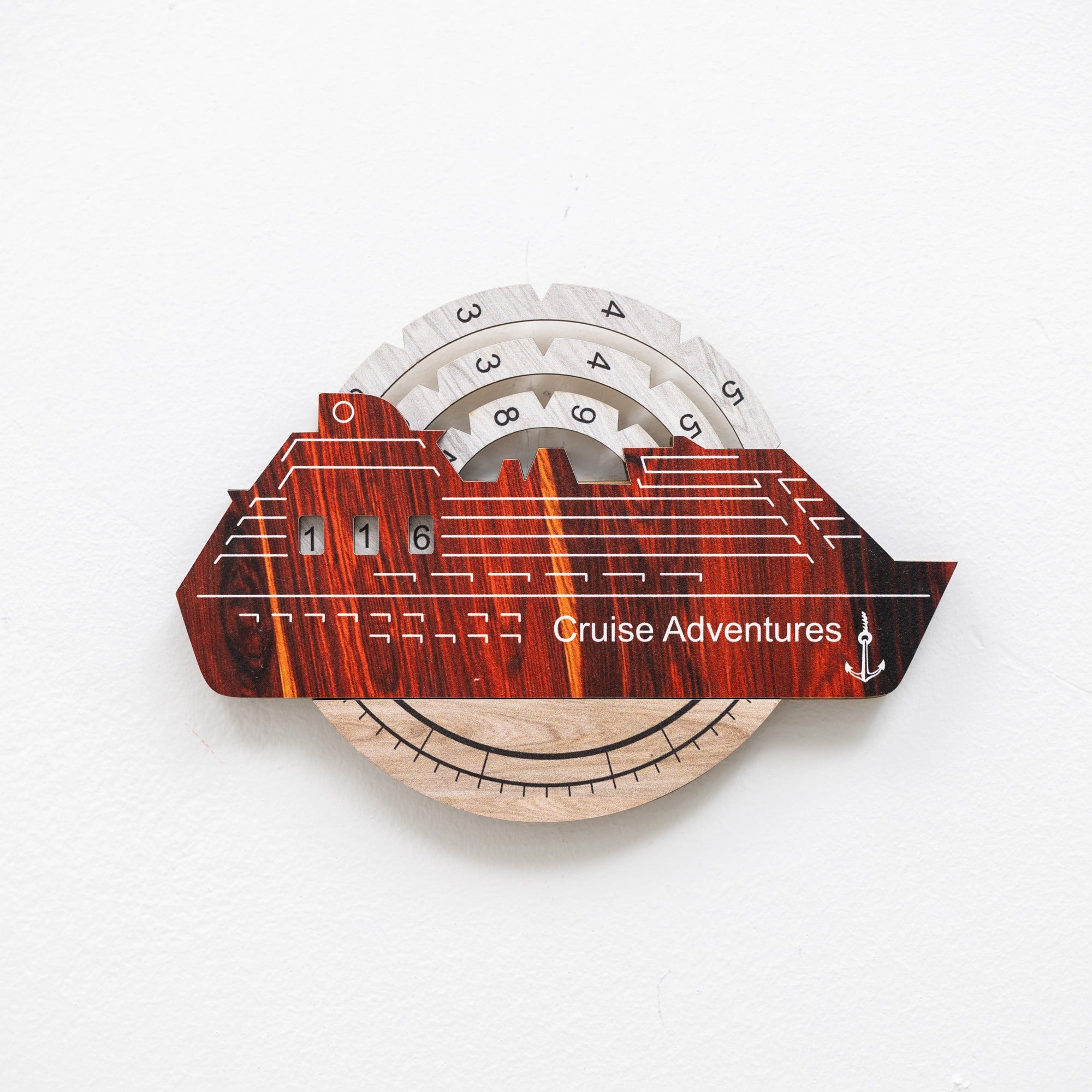 Reise-Tracker Kreuzfahrtschiff 3D Farbige Holzweltkarte - Cappuccino