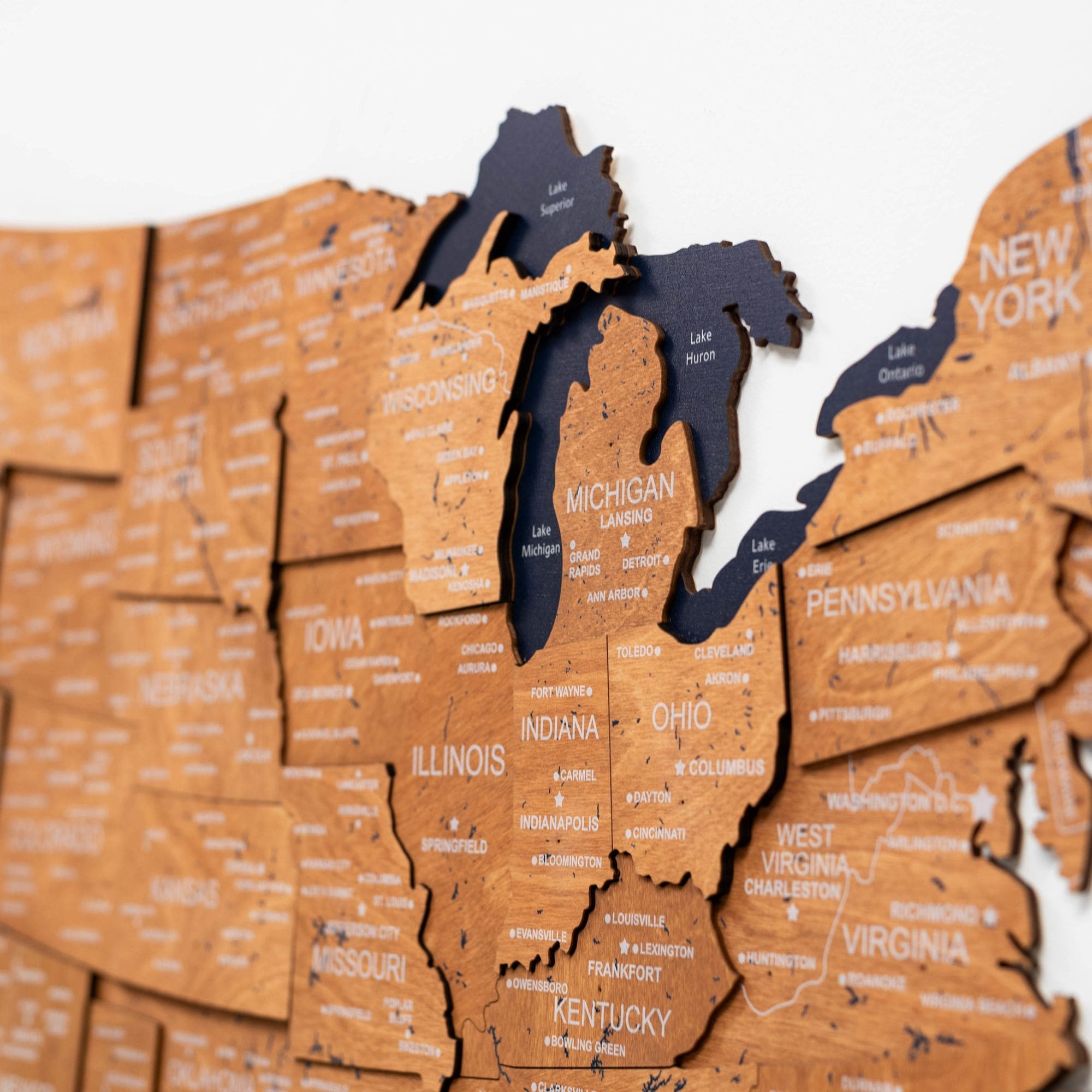 wooden map of usa 3d