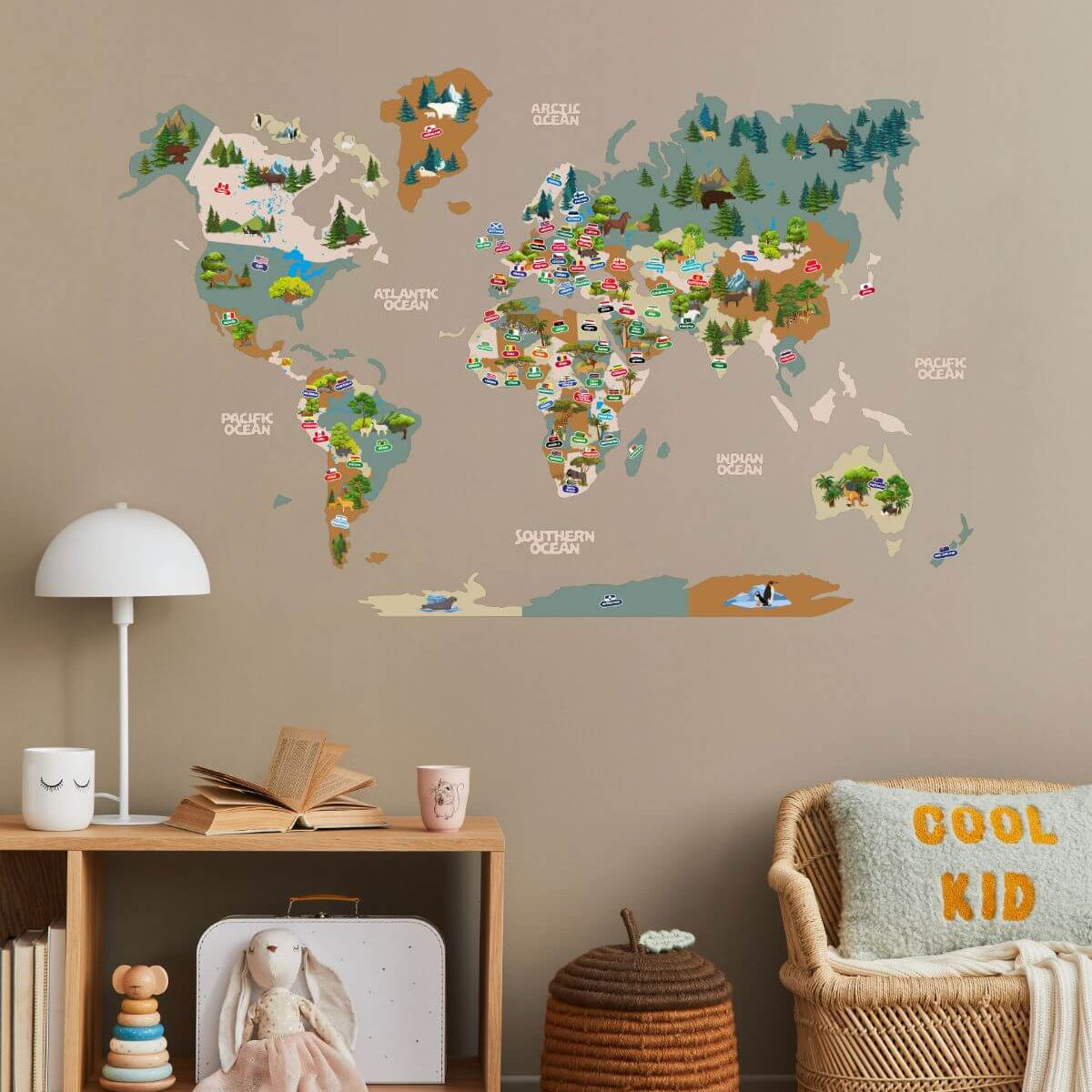 Kids Wall Map 🟆 Interactive Wall Map for Kids Enjoy The Wood