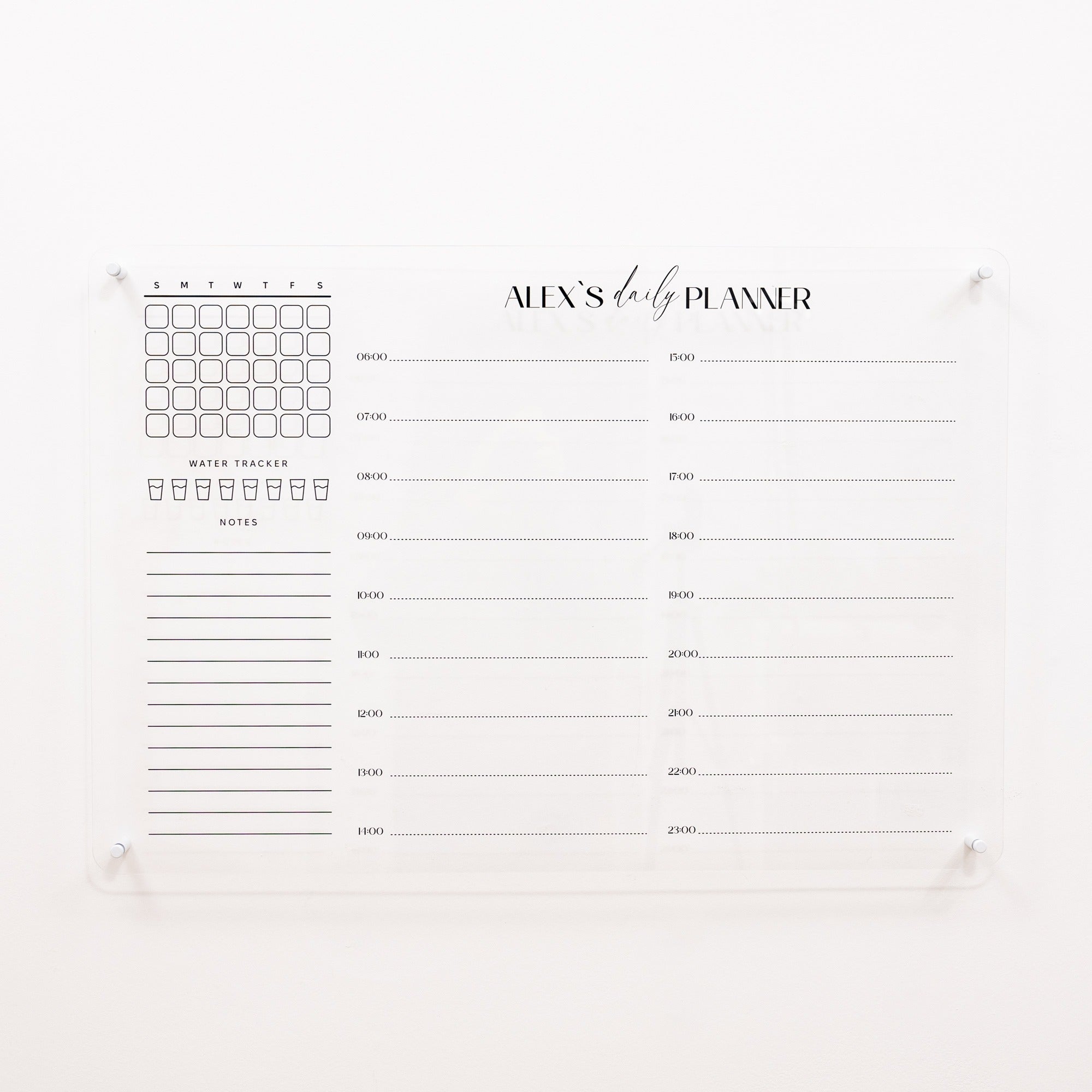 Planificador semanal de comidas de pared de acrílico