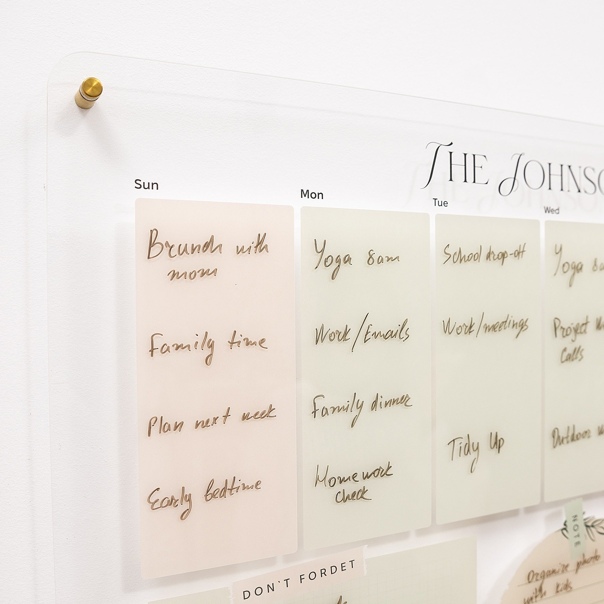 Planificador semanal de comidas de pared de acrílico