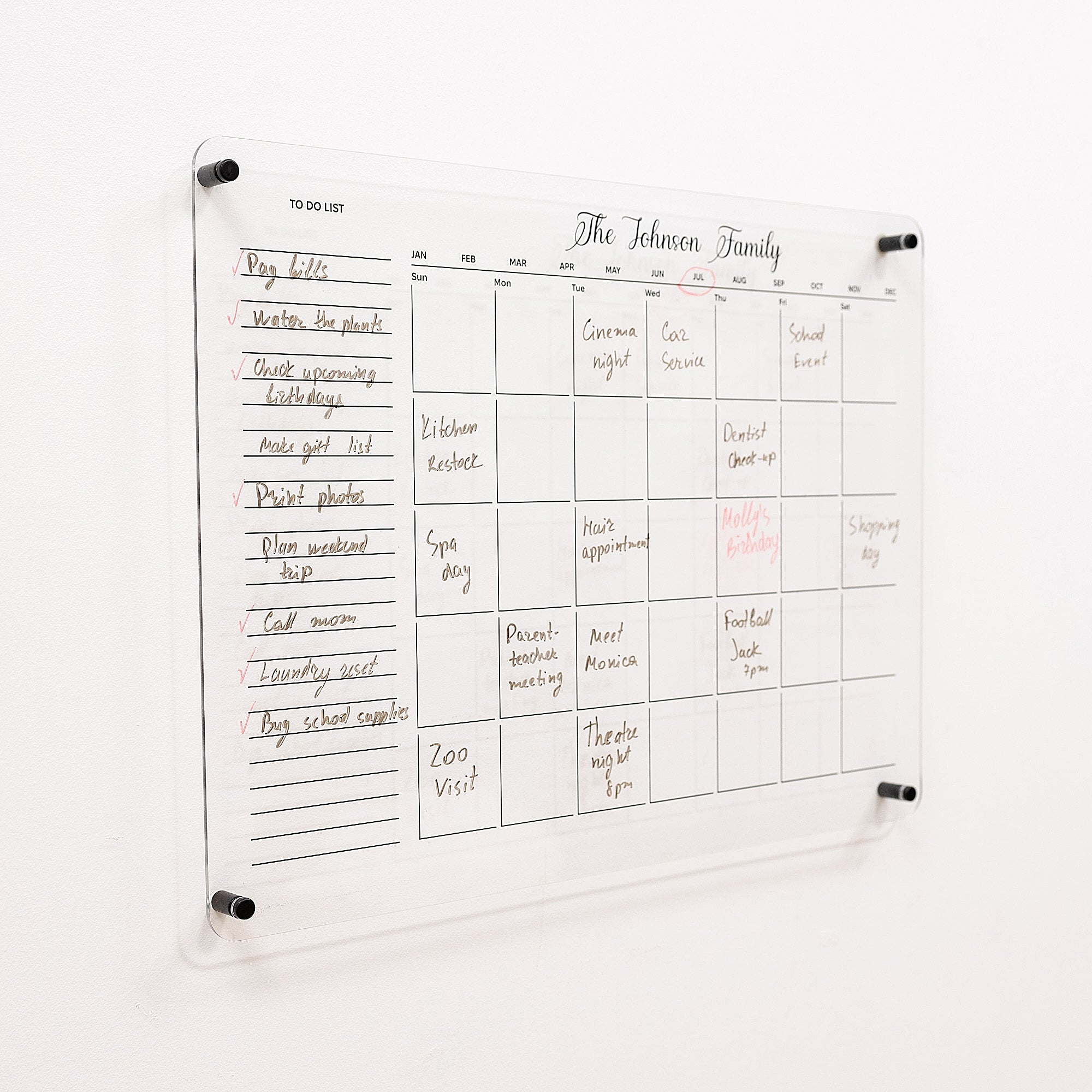 Planificador semanal de comidas de pared de acrílico