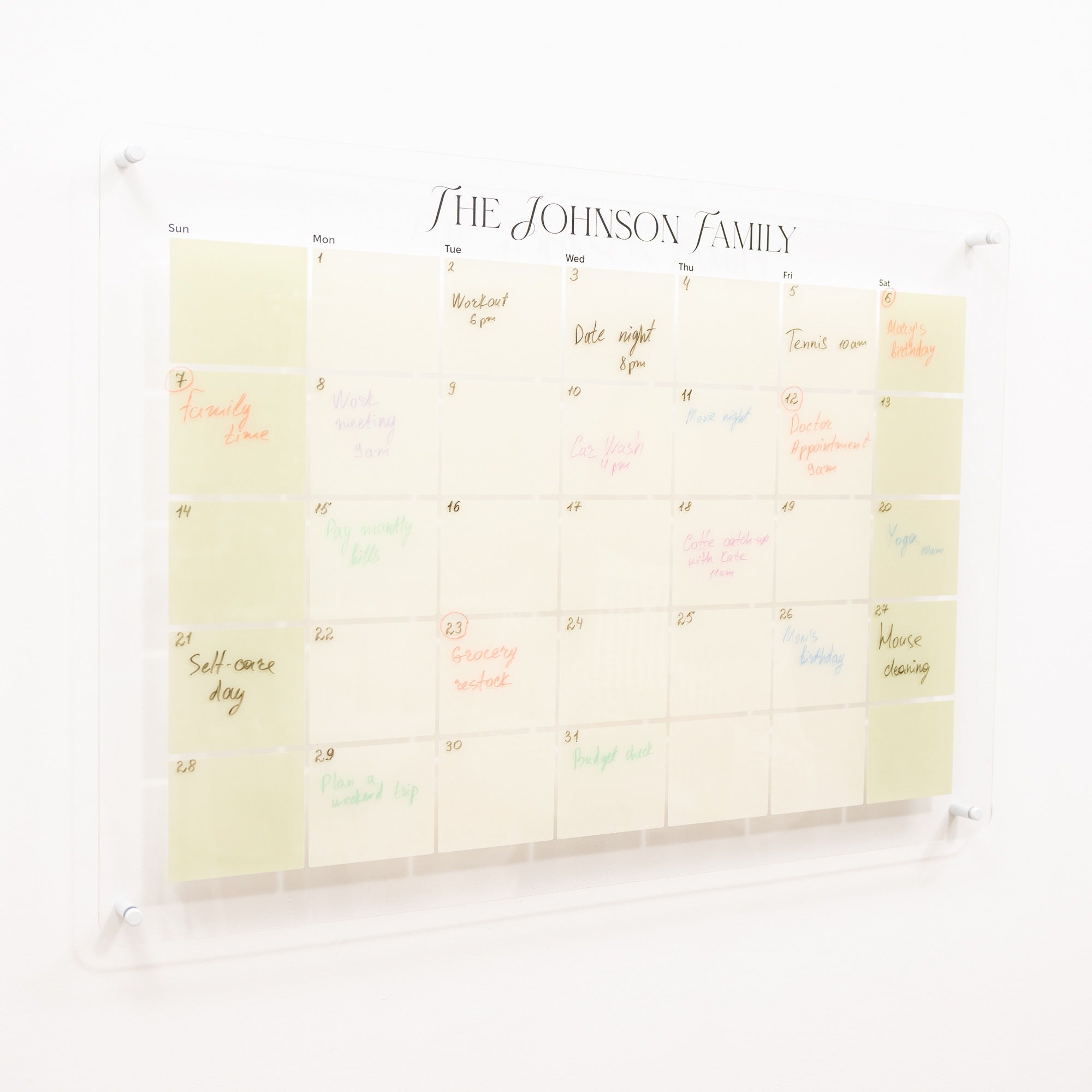 Acrylic Wall Family Planner Calendar 2