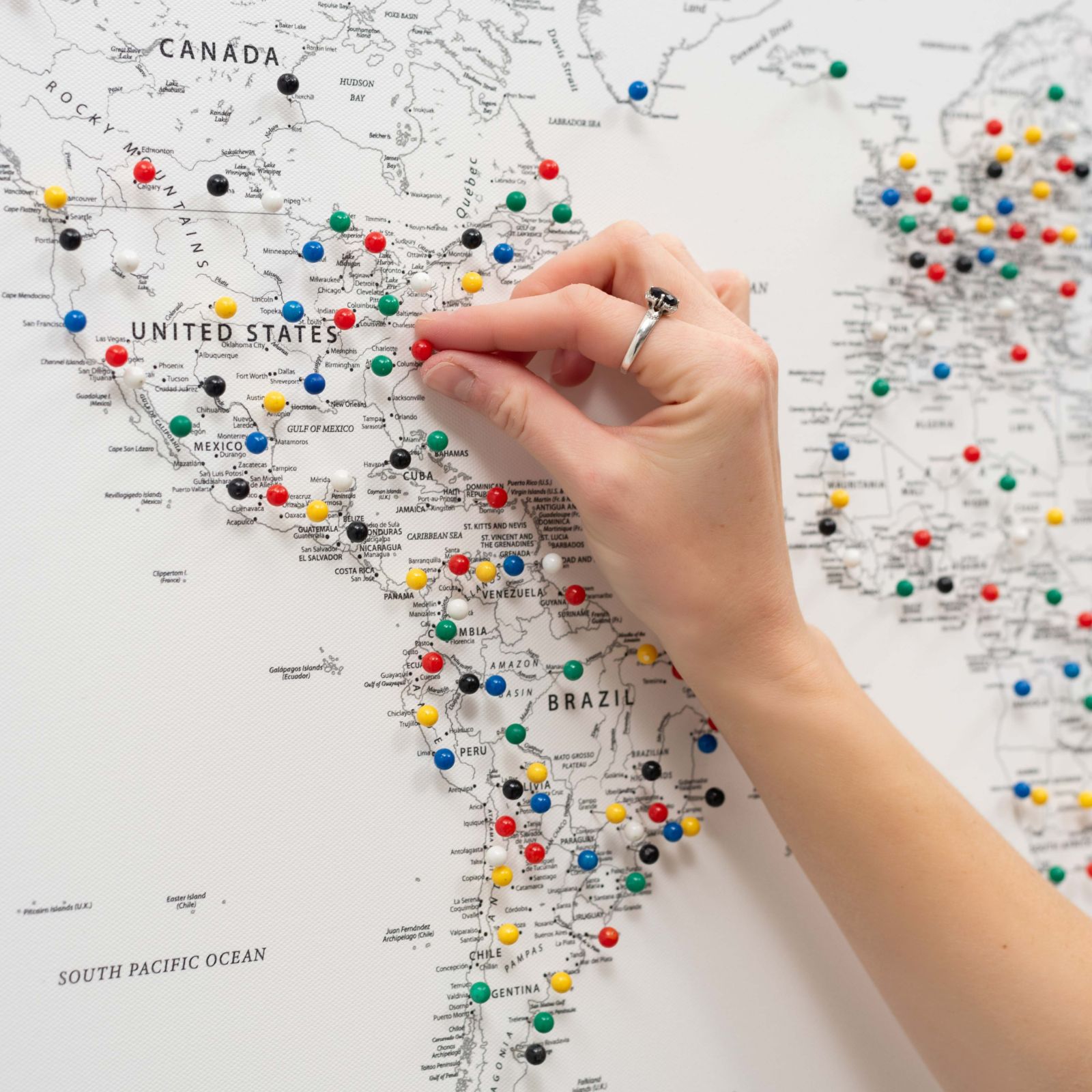 World Map on Canvas - White