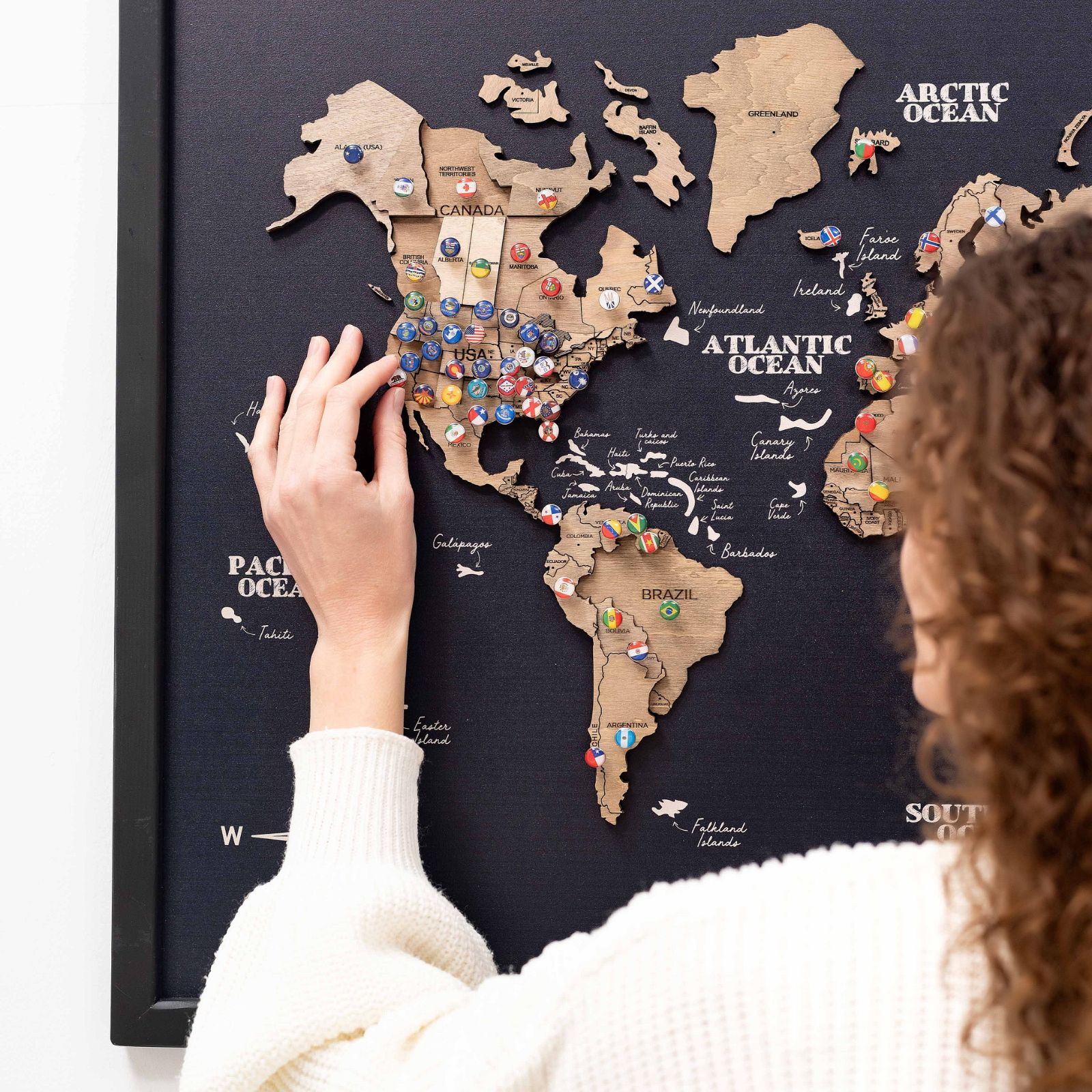 wooden panel map