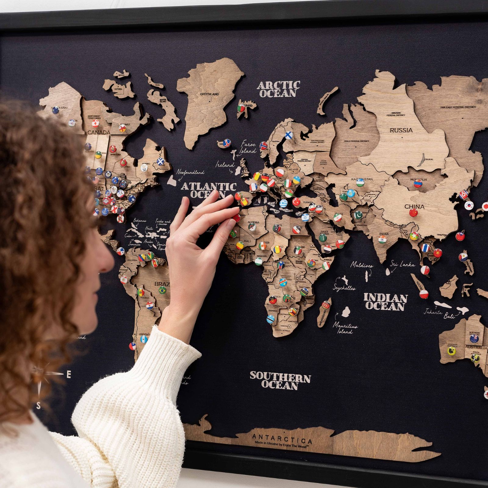 wooden panel map