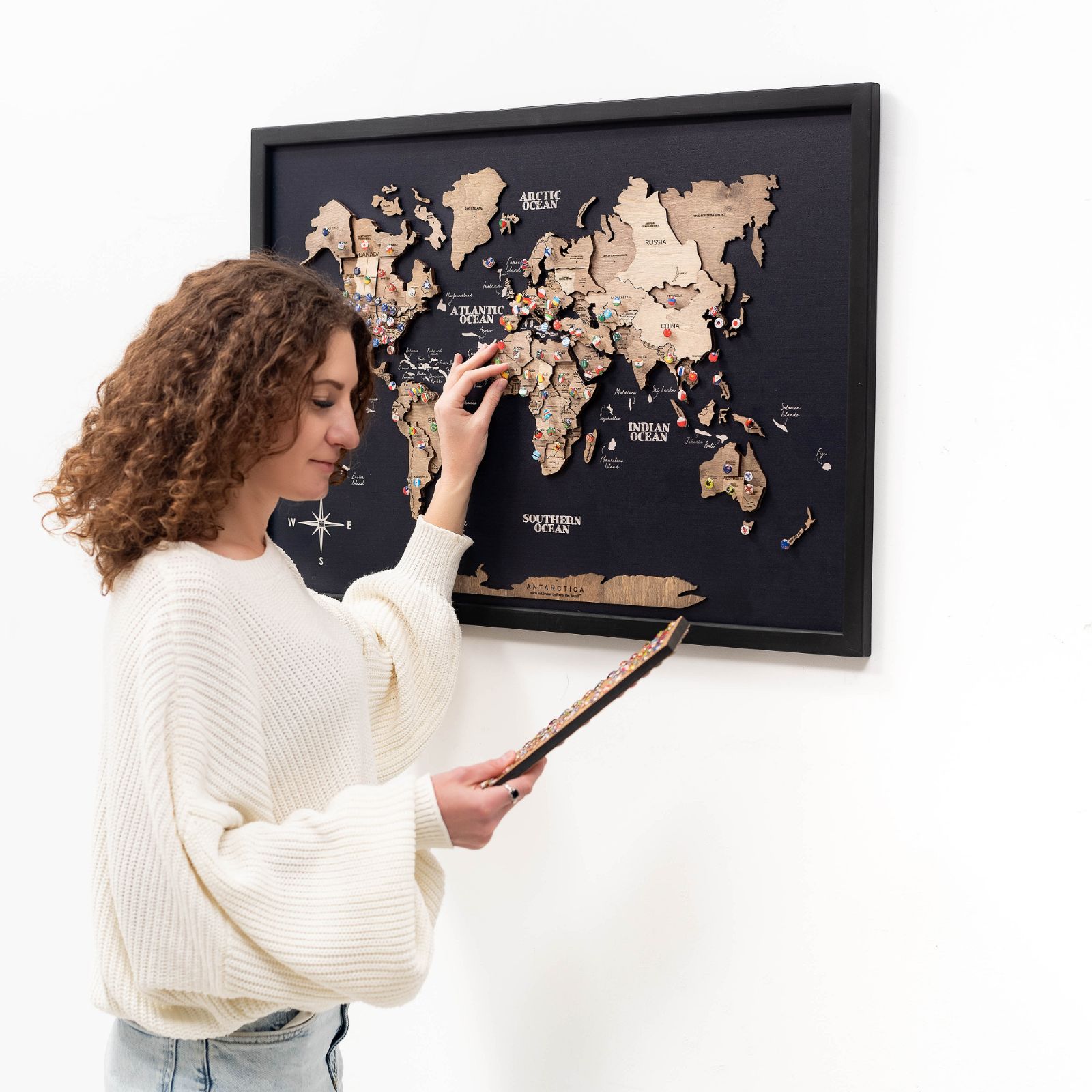 wooden panel map