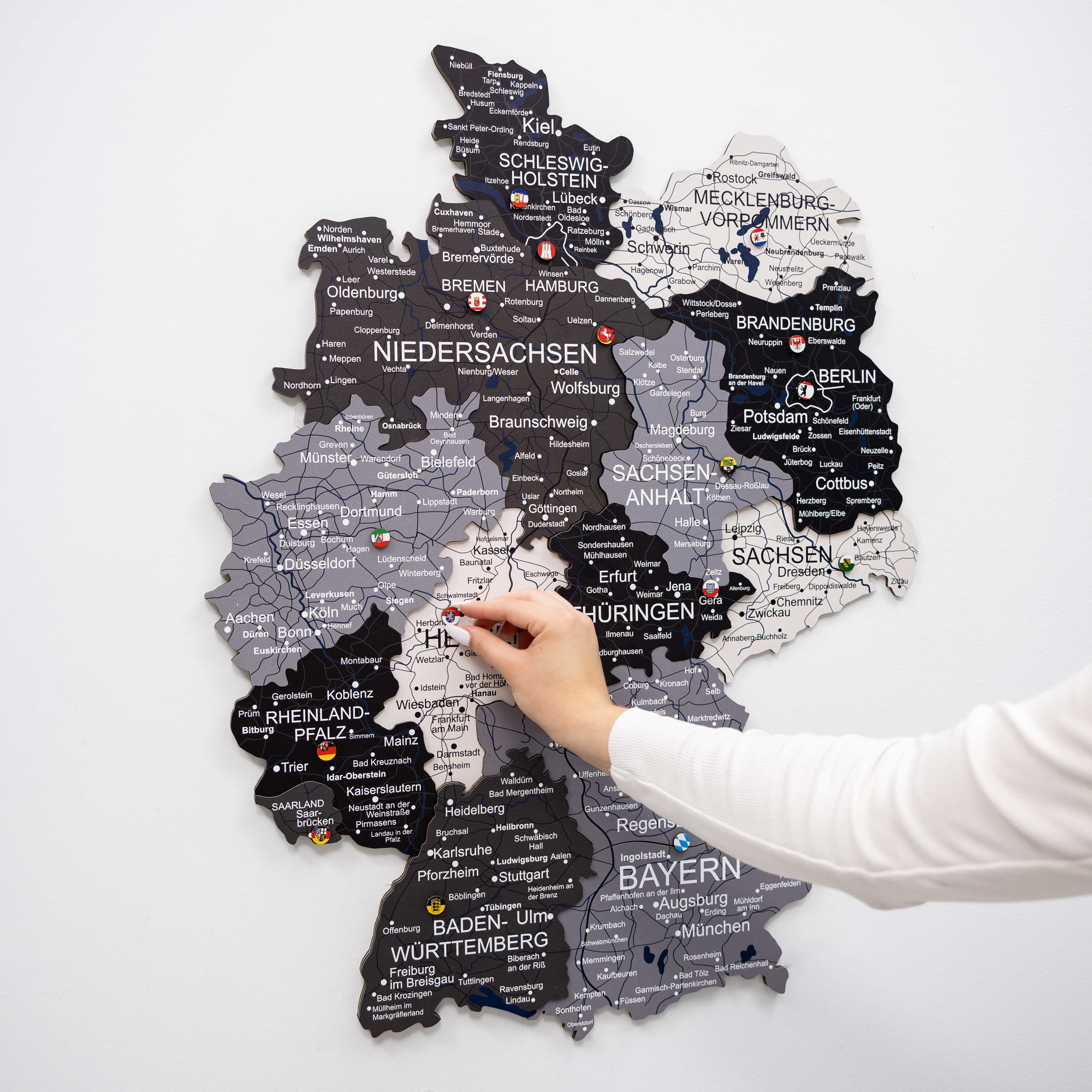 3D Deutschland Holzkarte nordisch