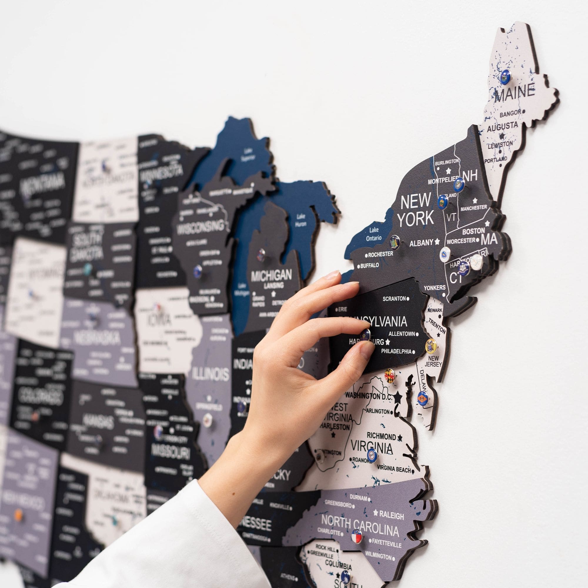 map with pins usa