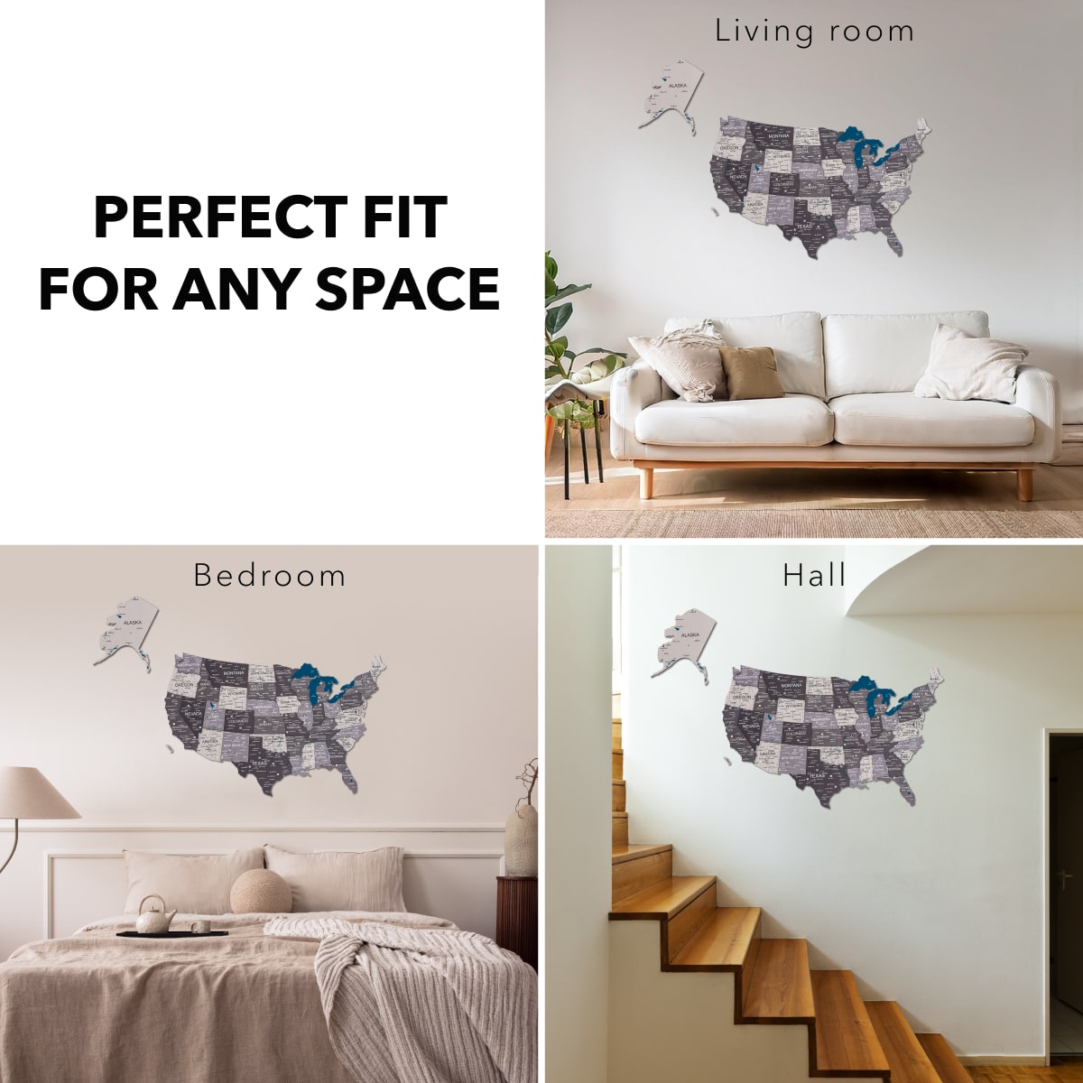 Wooden 3D Map of USA - Nordik fit