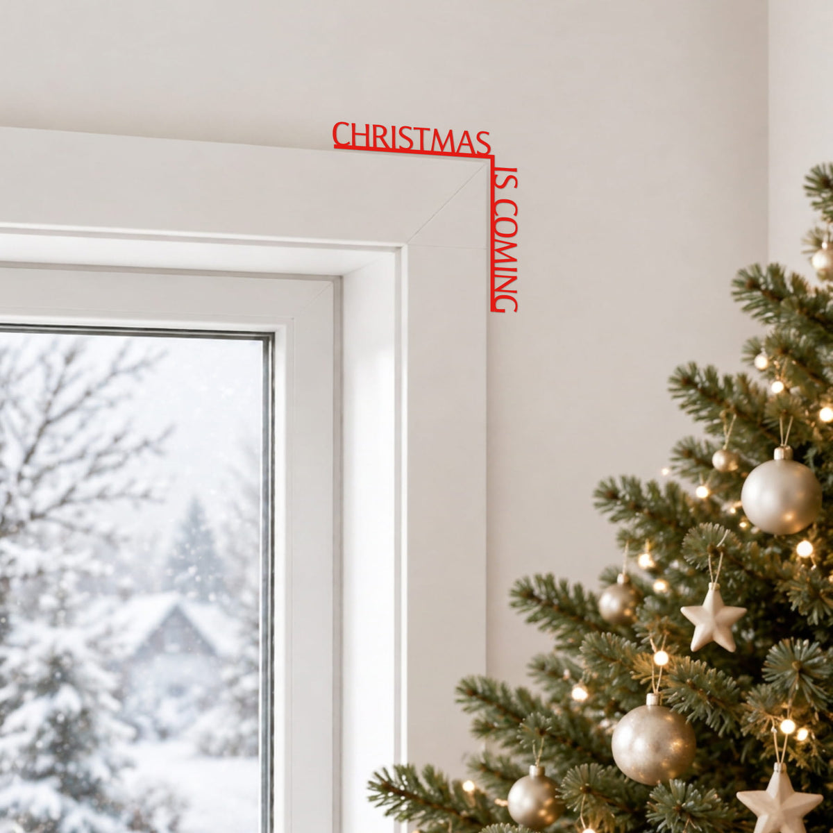 Christmas is Coming wood door corner sign