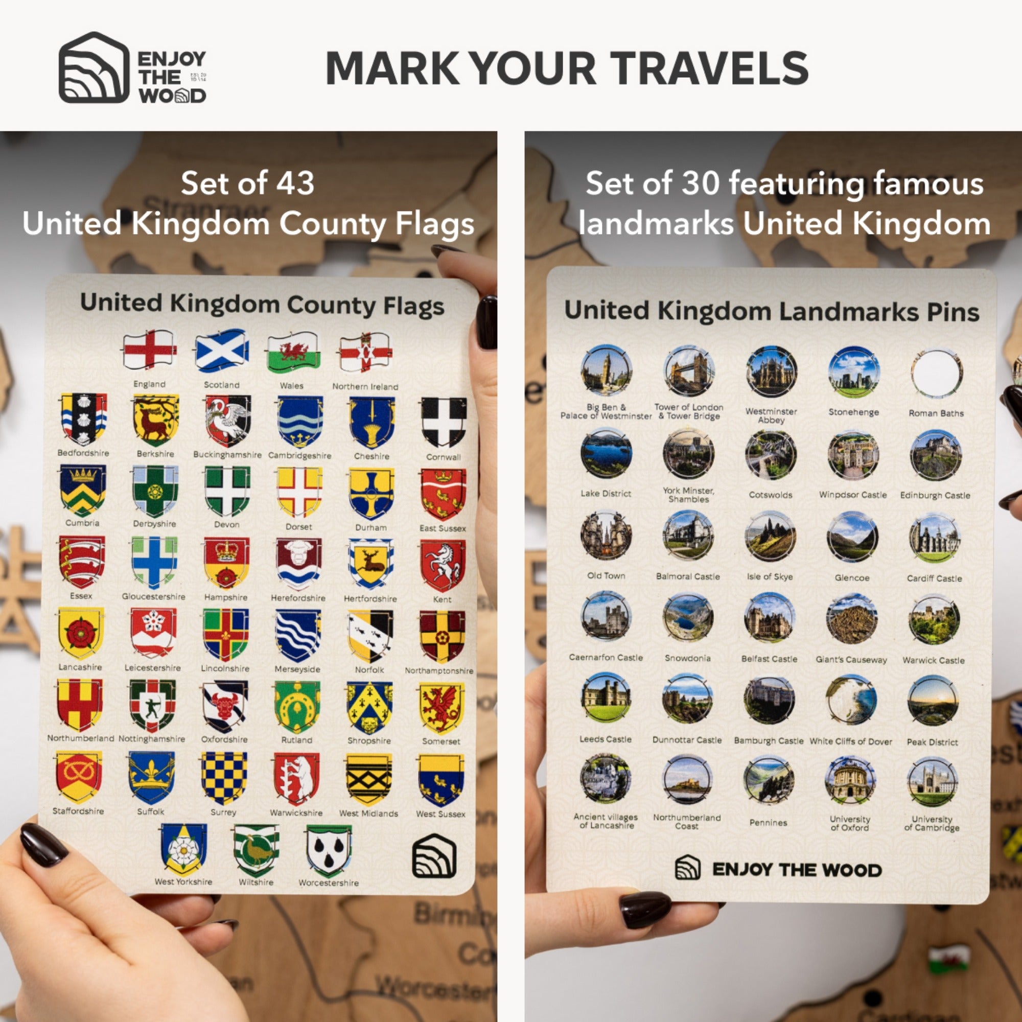 3D Wooden Map of the United Kingdom - Gold