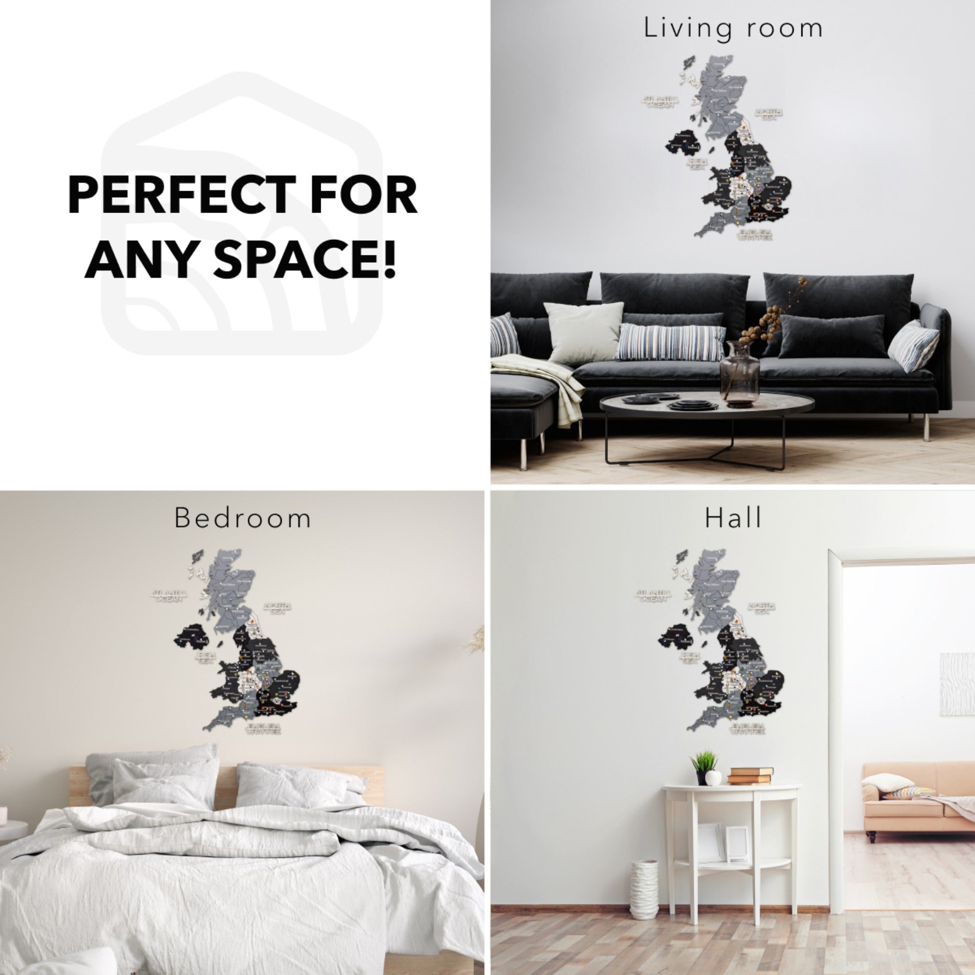 3D Wooden Map of the United Kingdom - Nordik