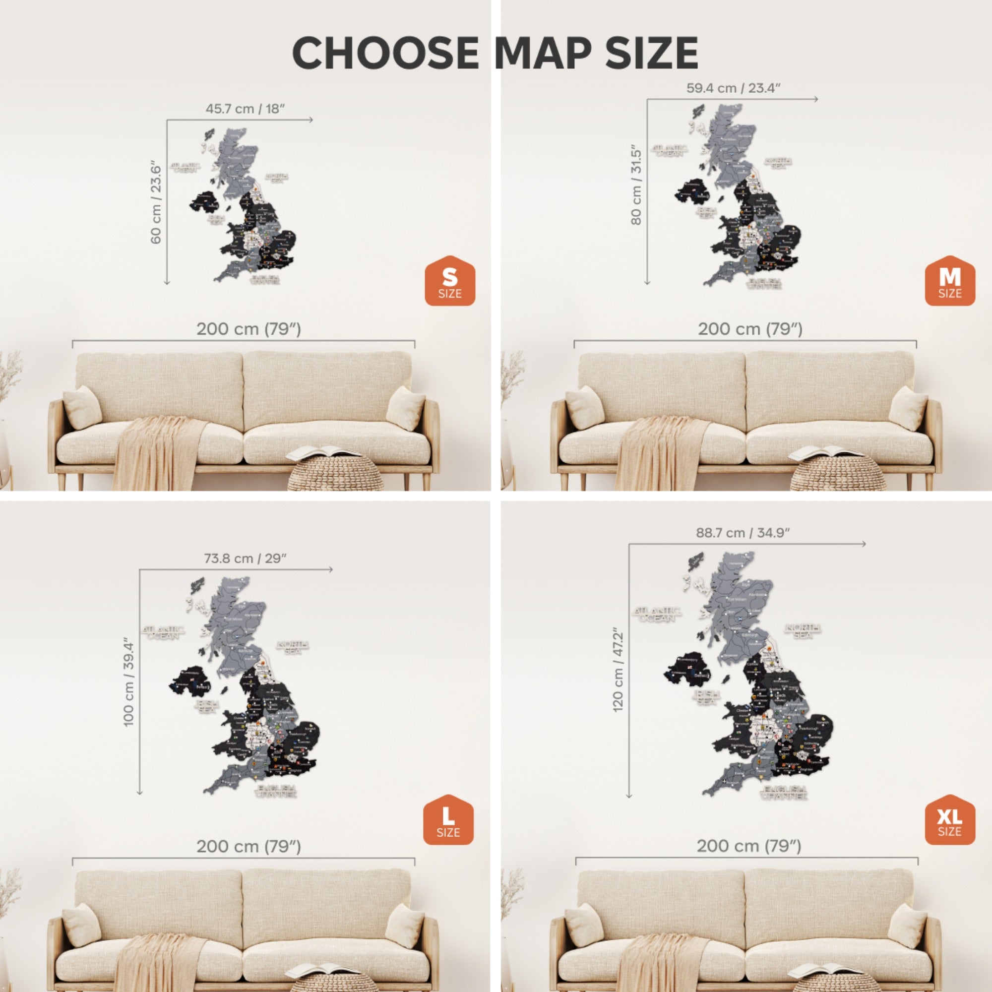 3D Wooden Map of the United Kingdom - Nordik