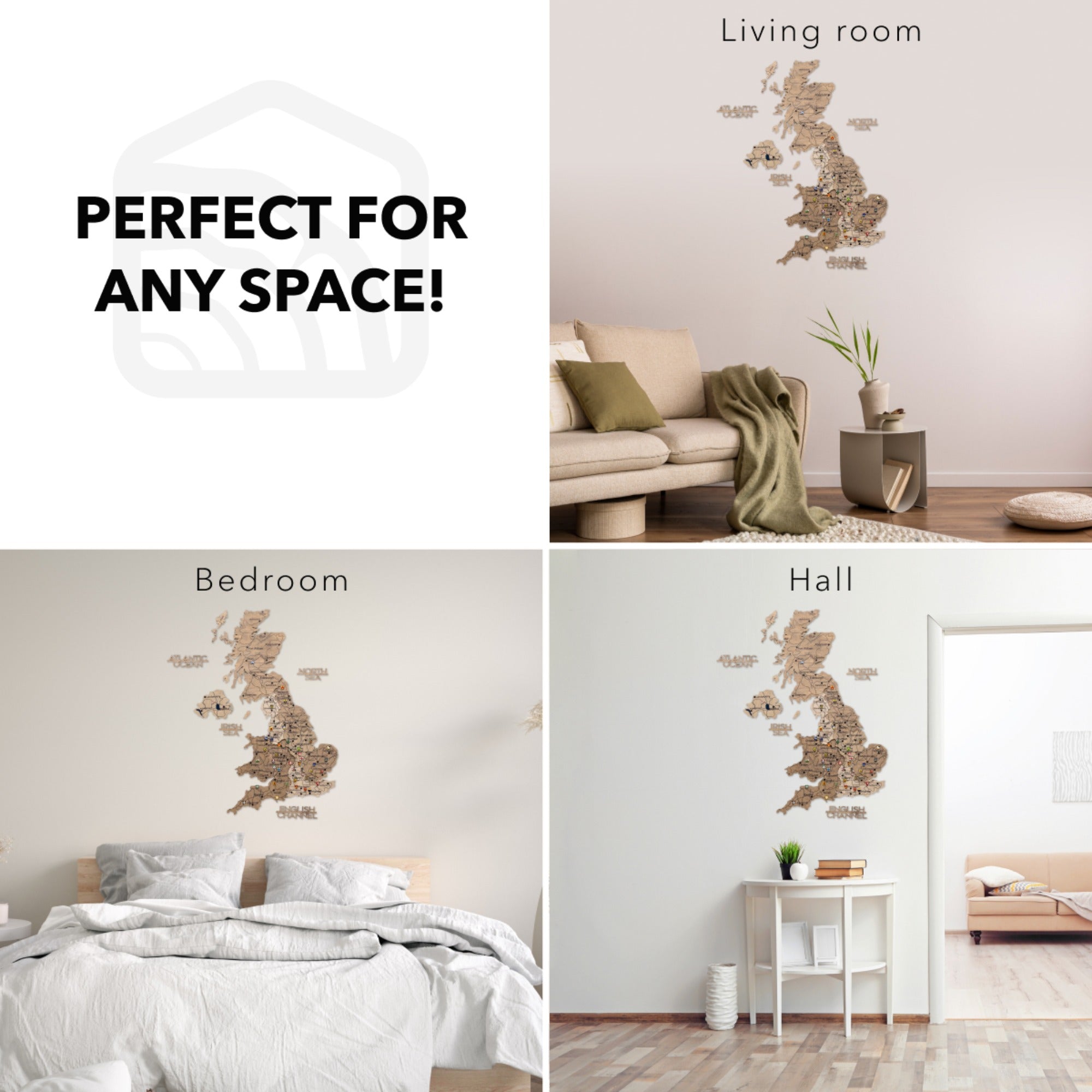 3D Wooden Map of the United Kingdom - Terra