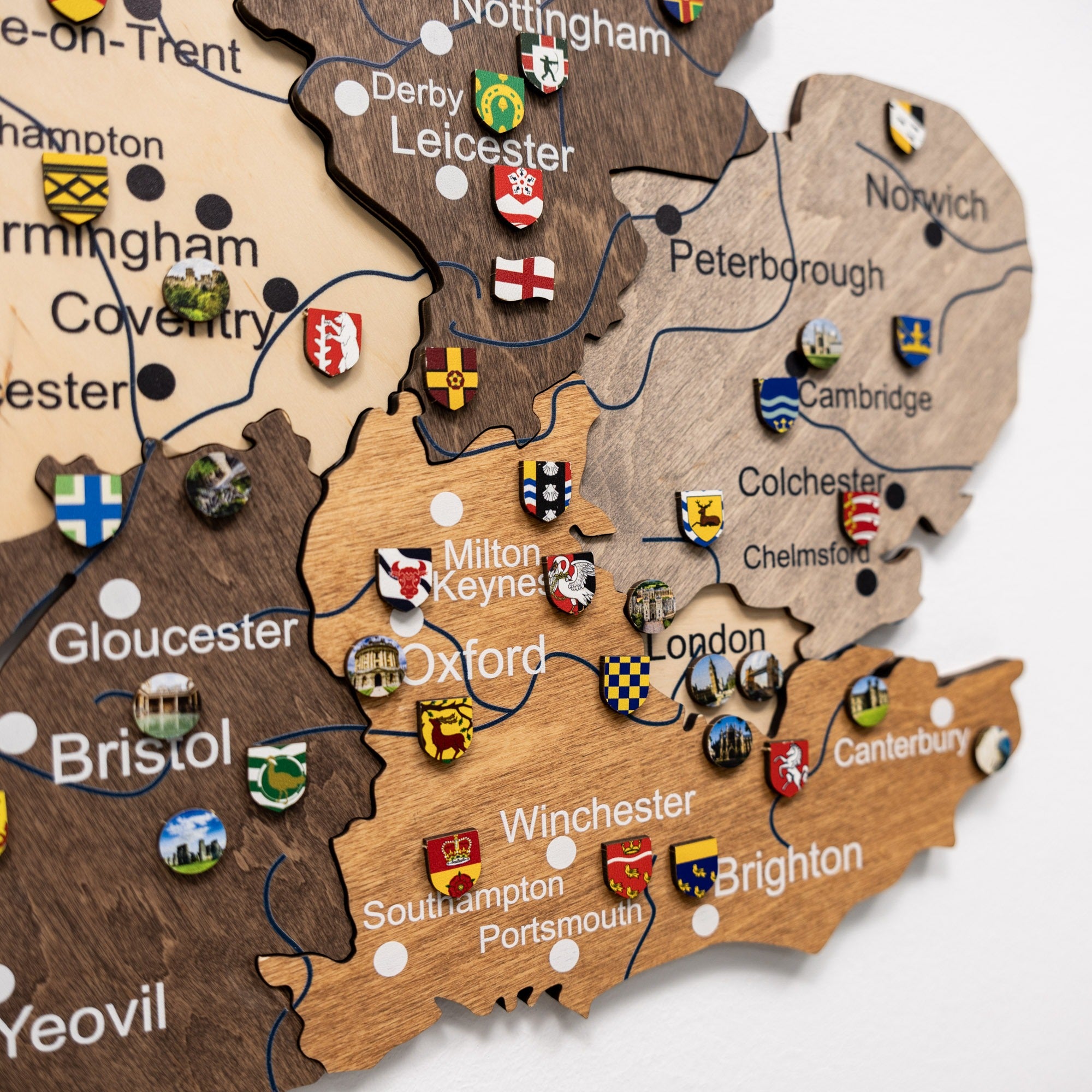 3D Wooden Map of United Kingdom - Multucolor