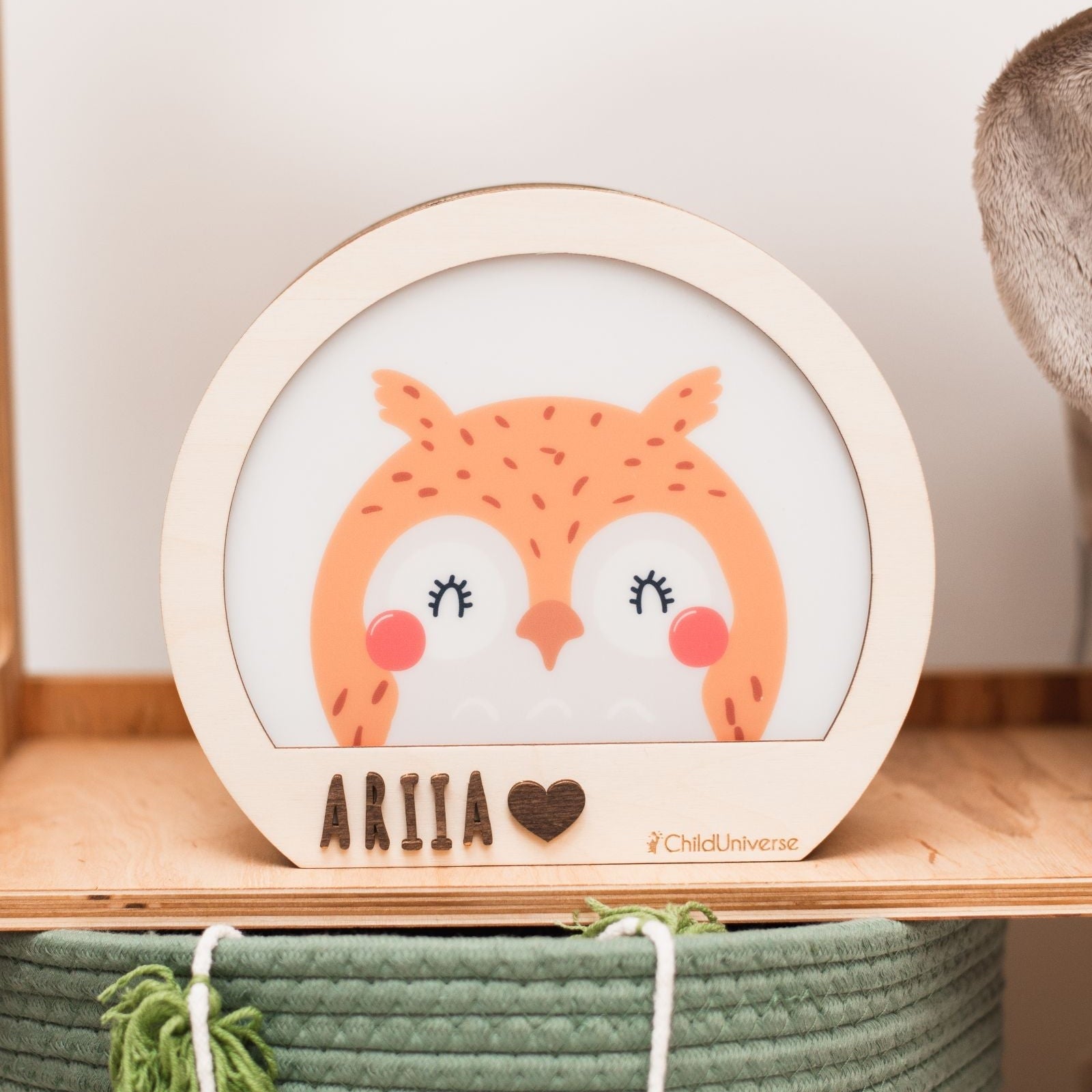 wooden owl night light