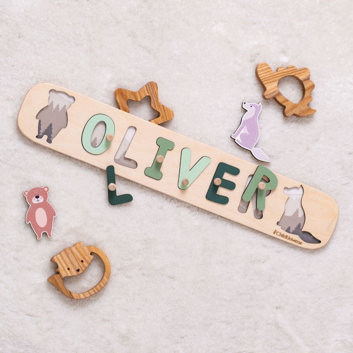 Kids educational wooden name puzzle