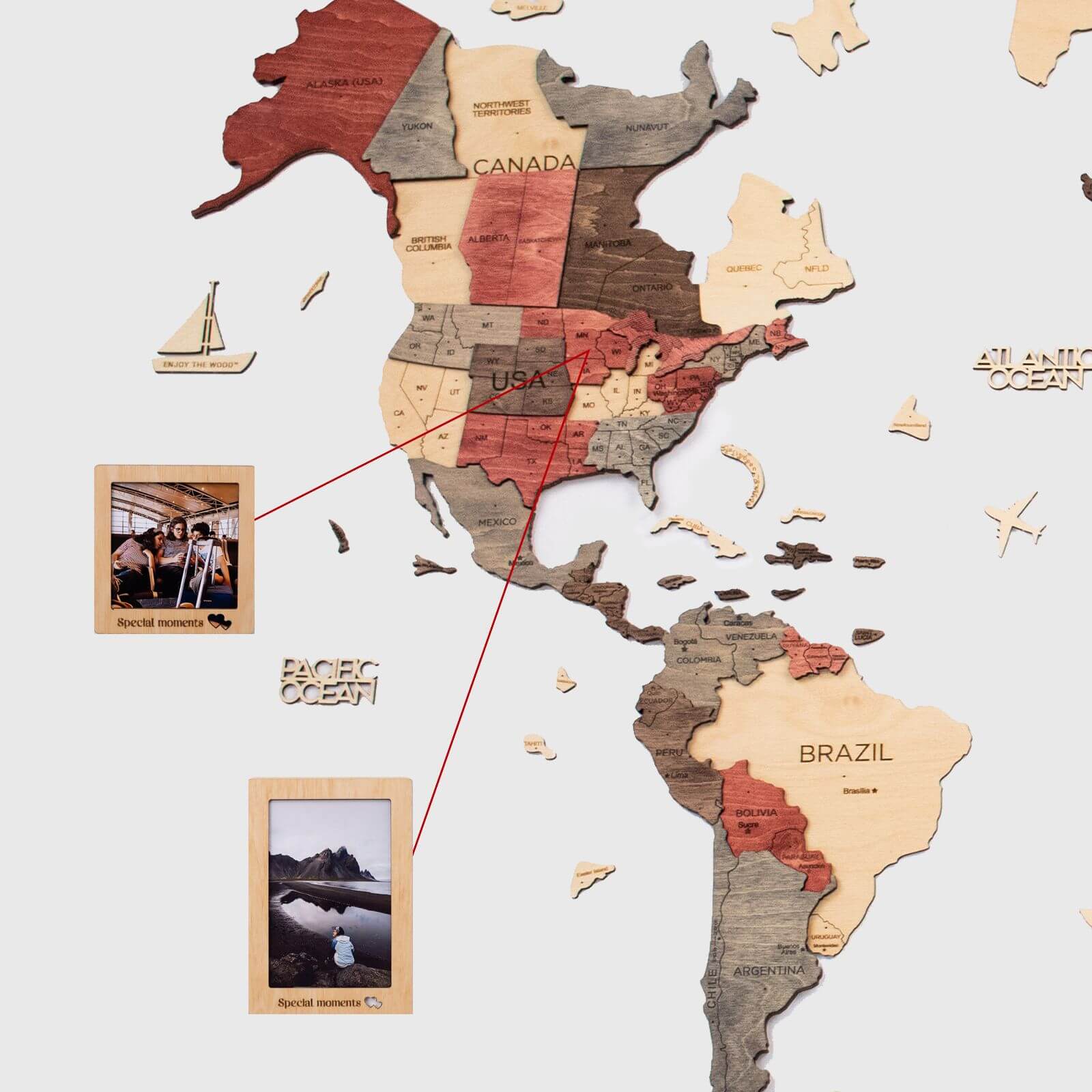 wooden wall map