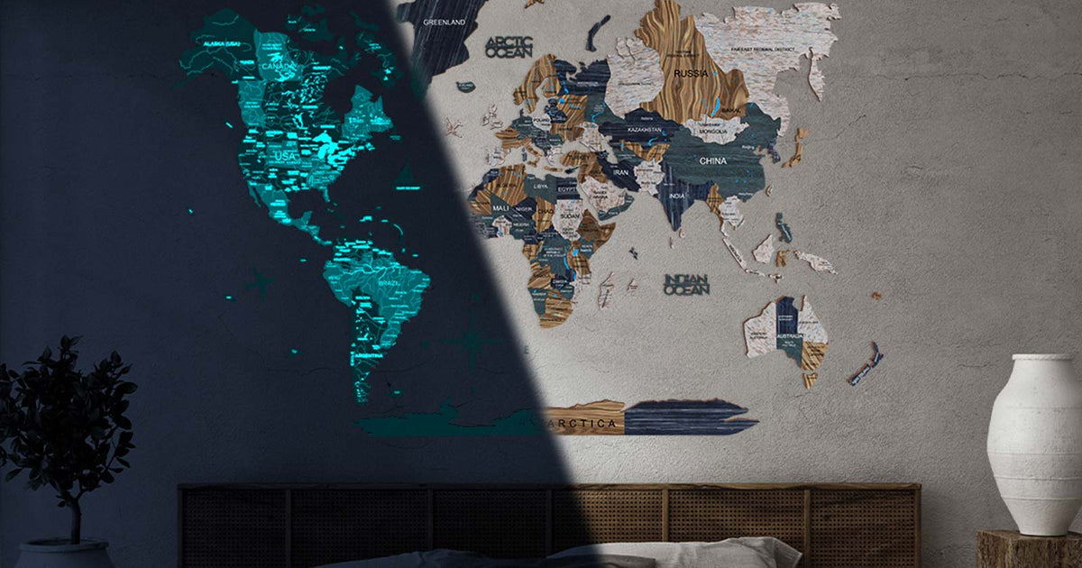 The First 3D Luminous Colored Wooden World Map ‣ Blog