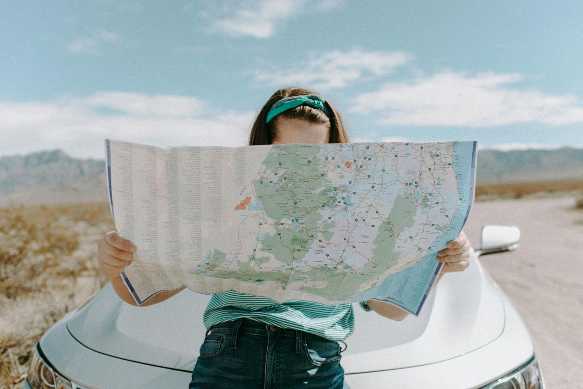 Woman looking at the map