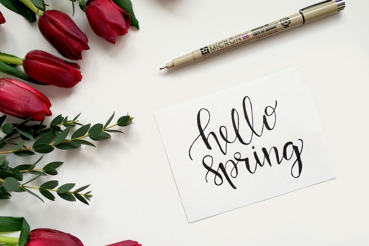 Hello spring handwritten paper