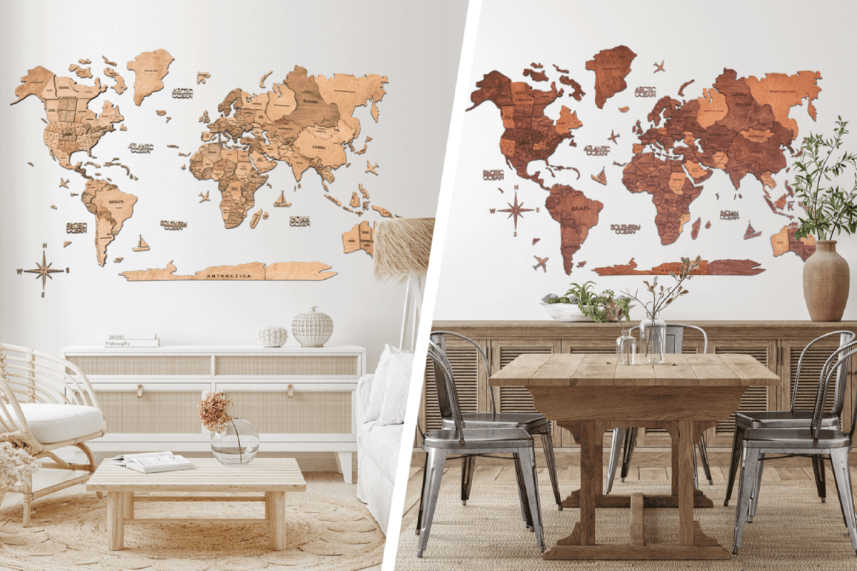 Scandinavian Interior Design, Home Decoration Styles and Wooden Maps