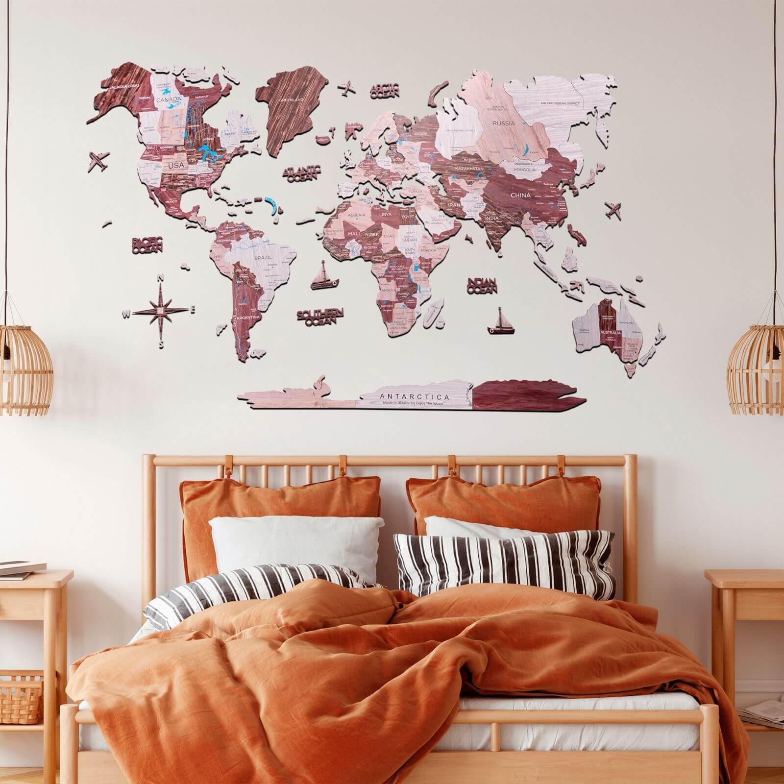 2d wooden world map