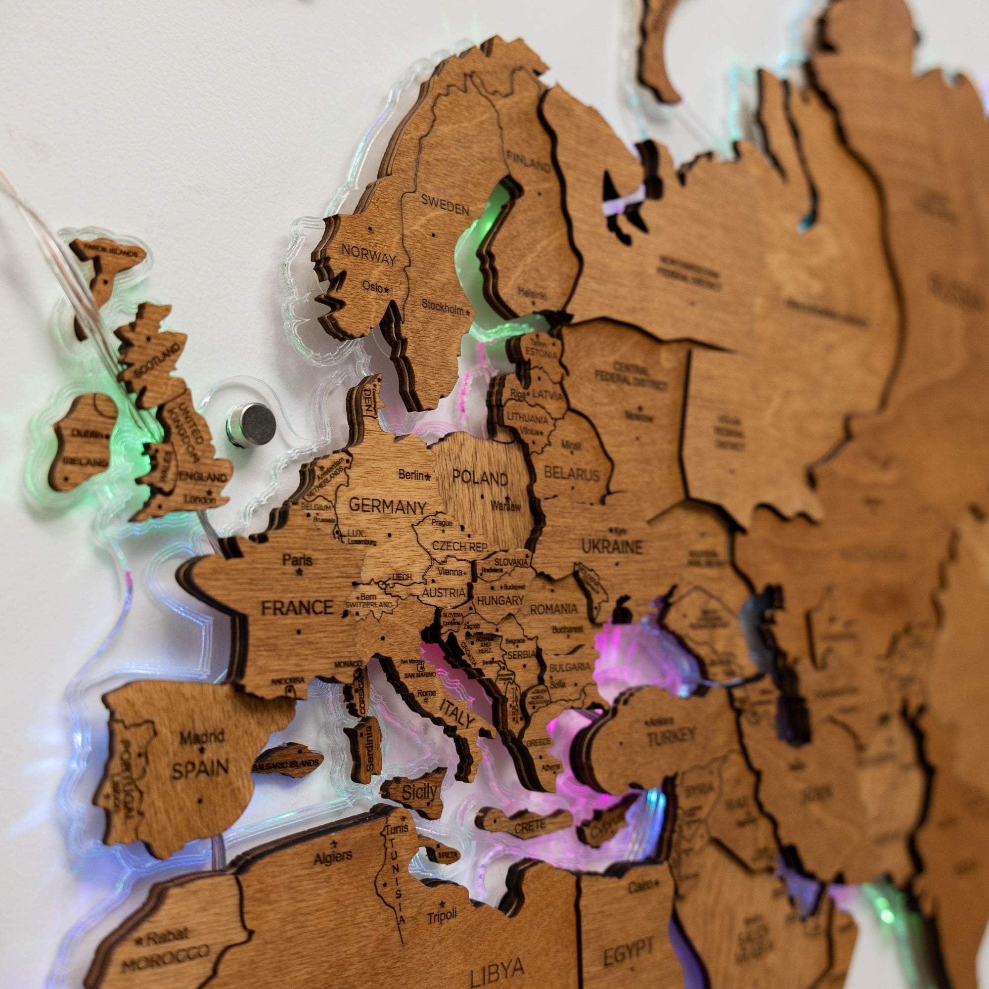 wooden travel wall decor map