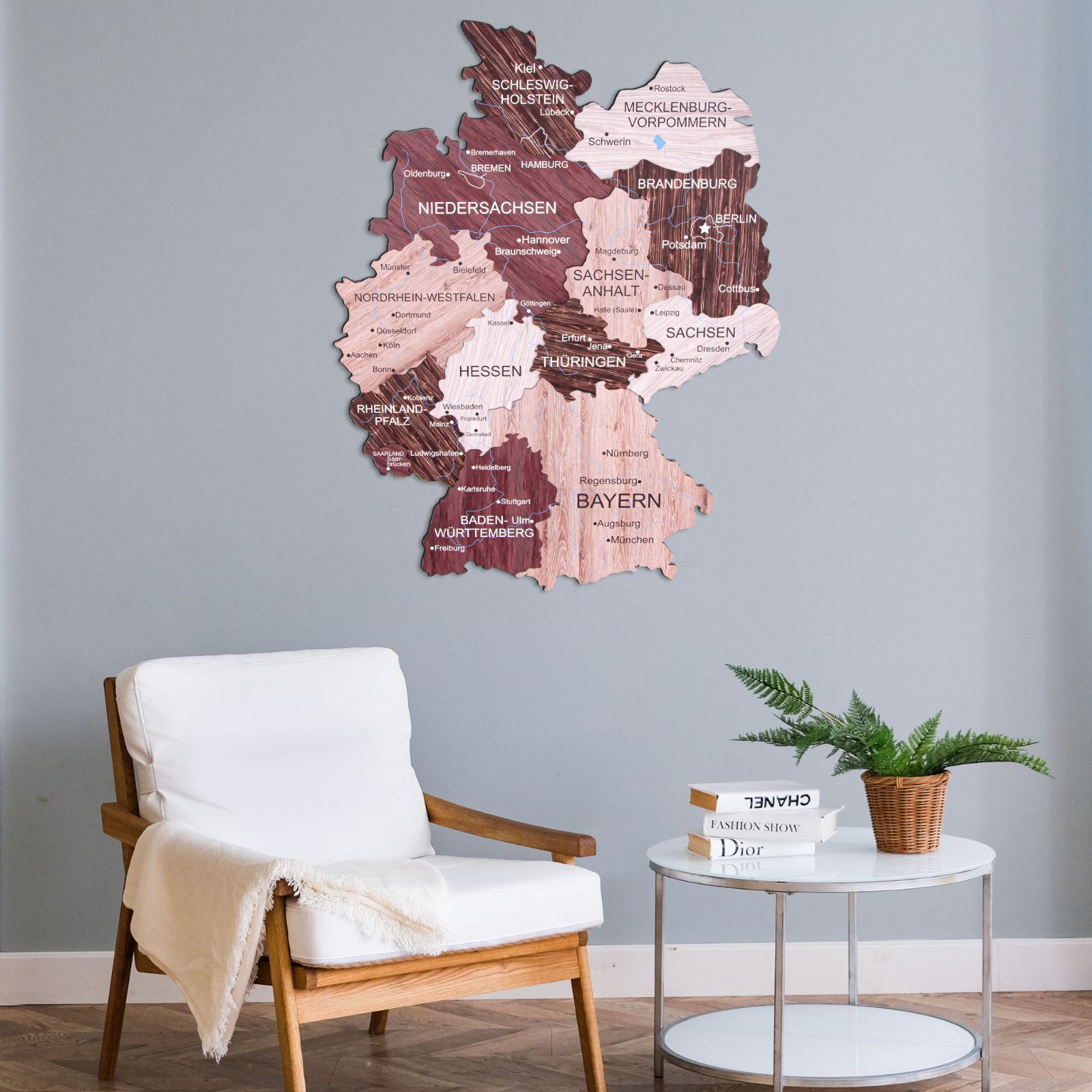 Wooden Germany Map wall decor