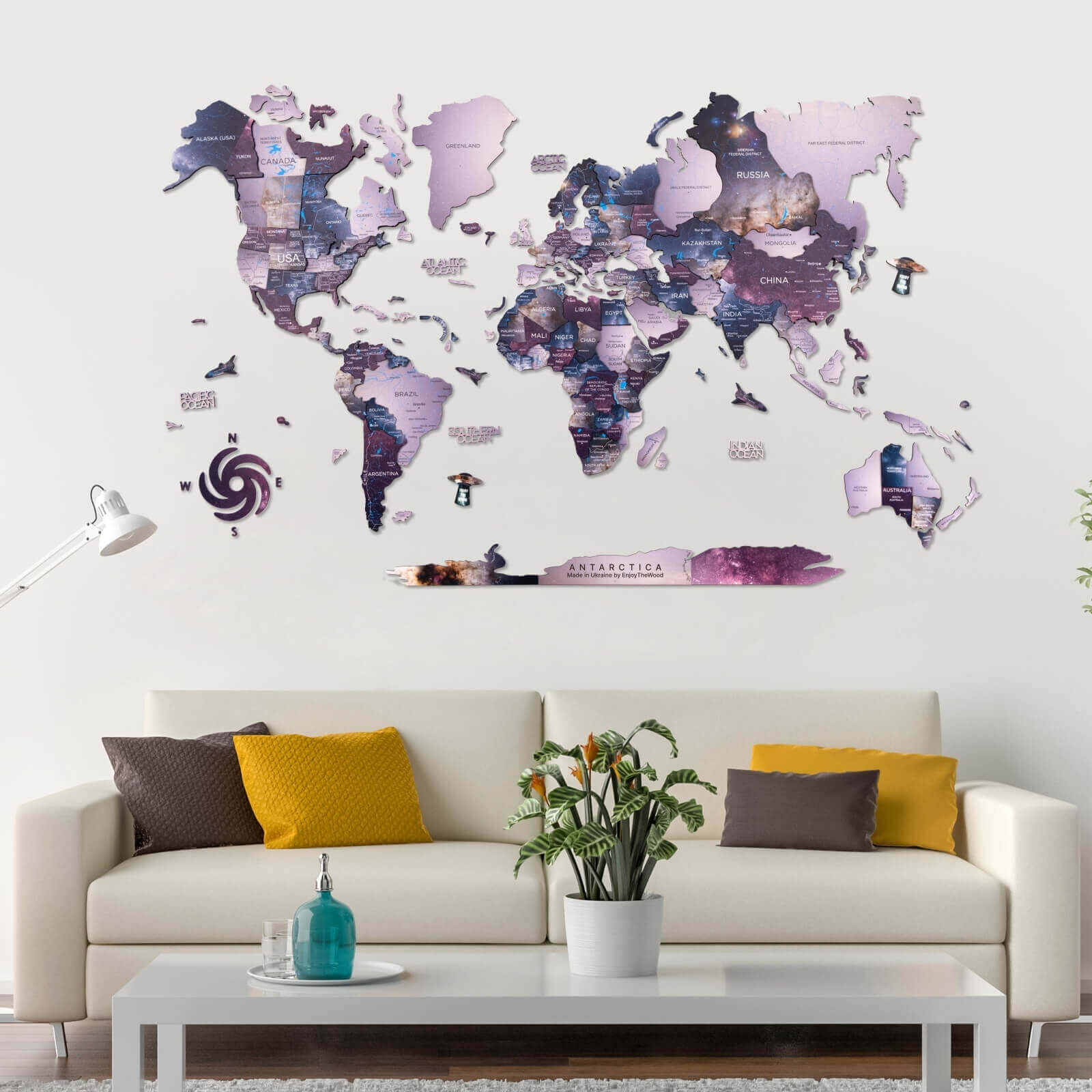wood world map for wall