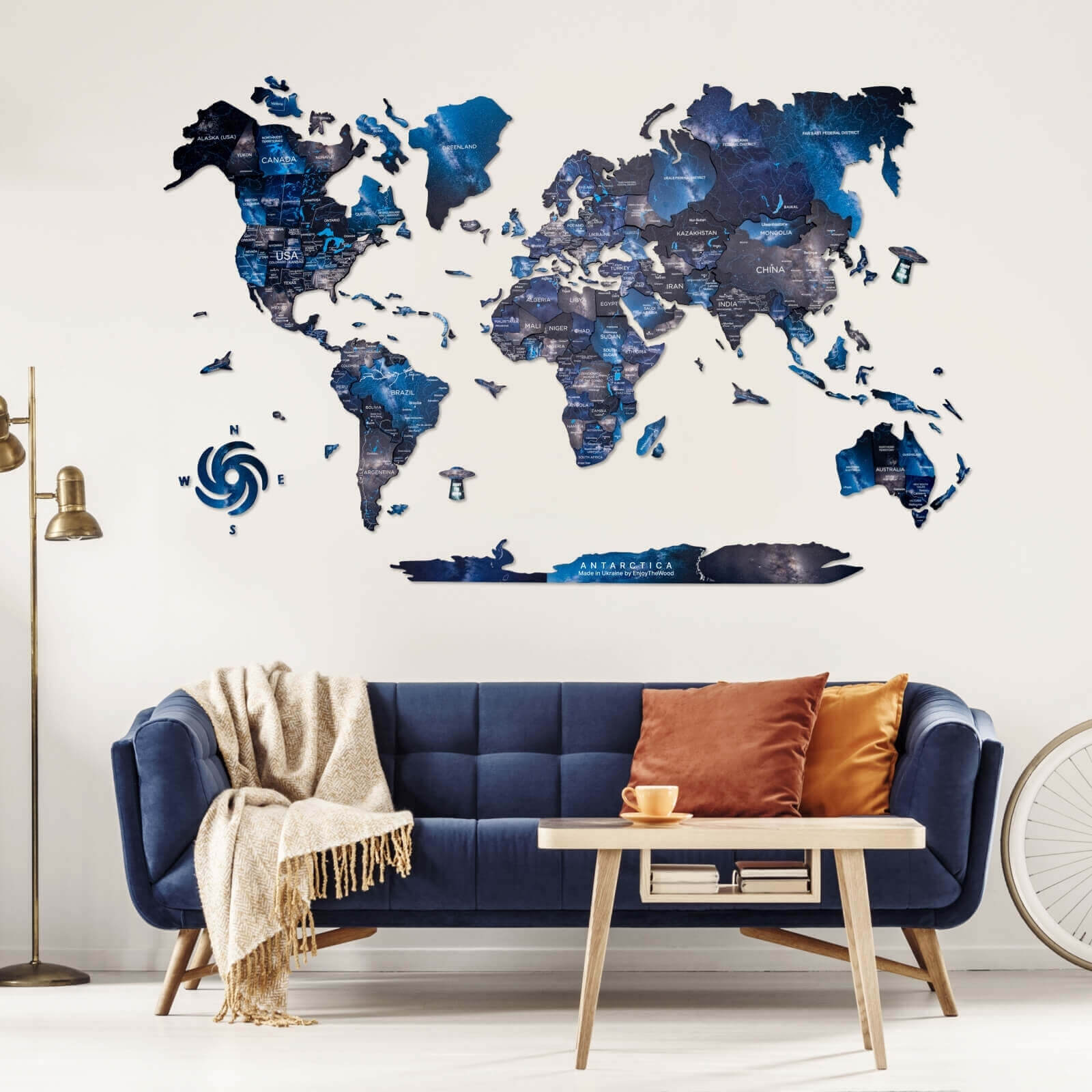 wood world map for wall