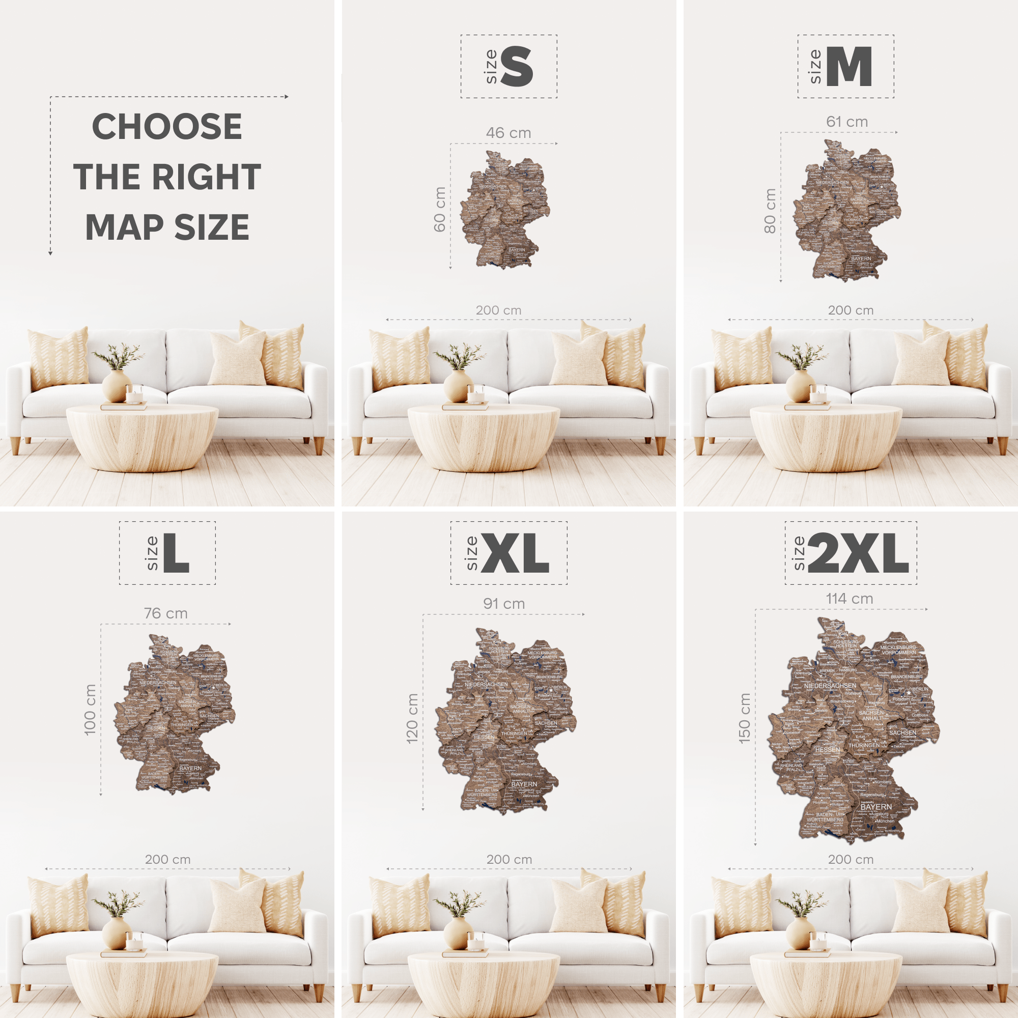 3D Germany Wooden Map Dark Walnut size