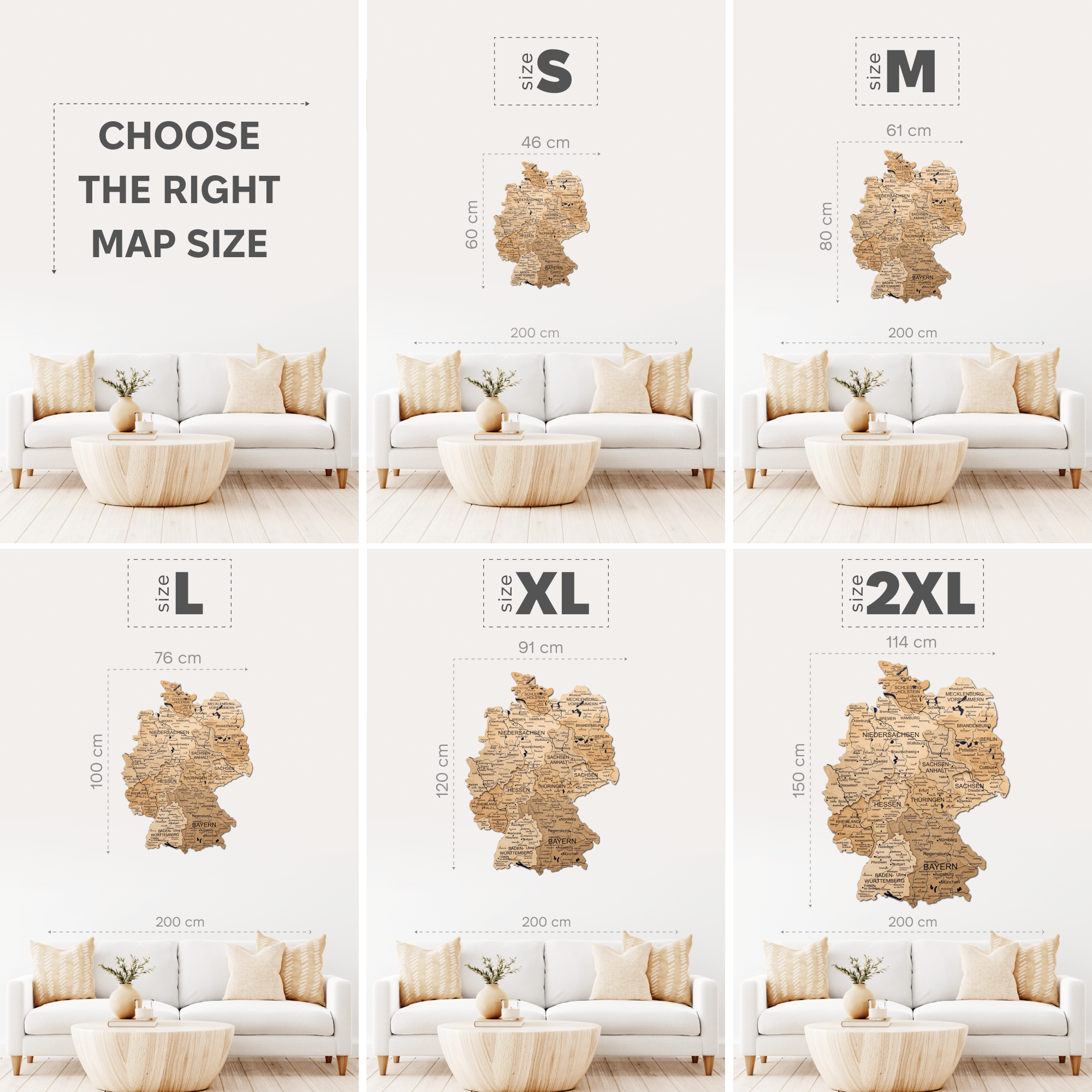 3D Germany Wooden Map Gold size