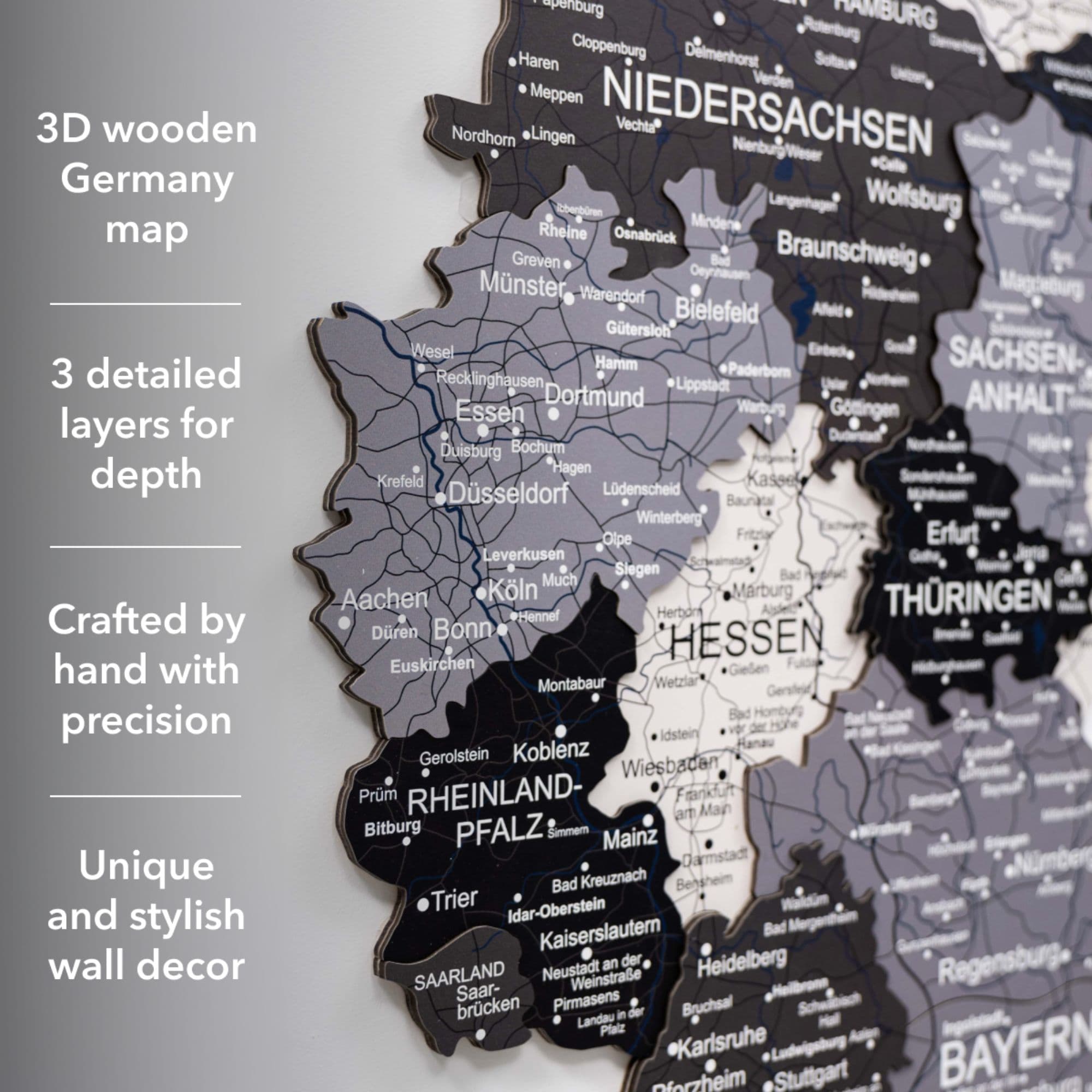 3D Germany Wooden Map Nordik options
