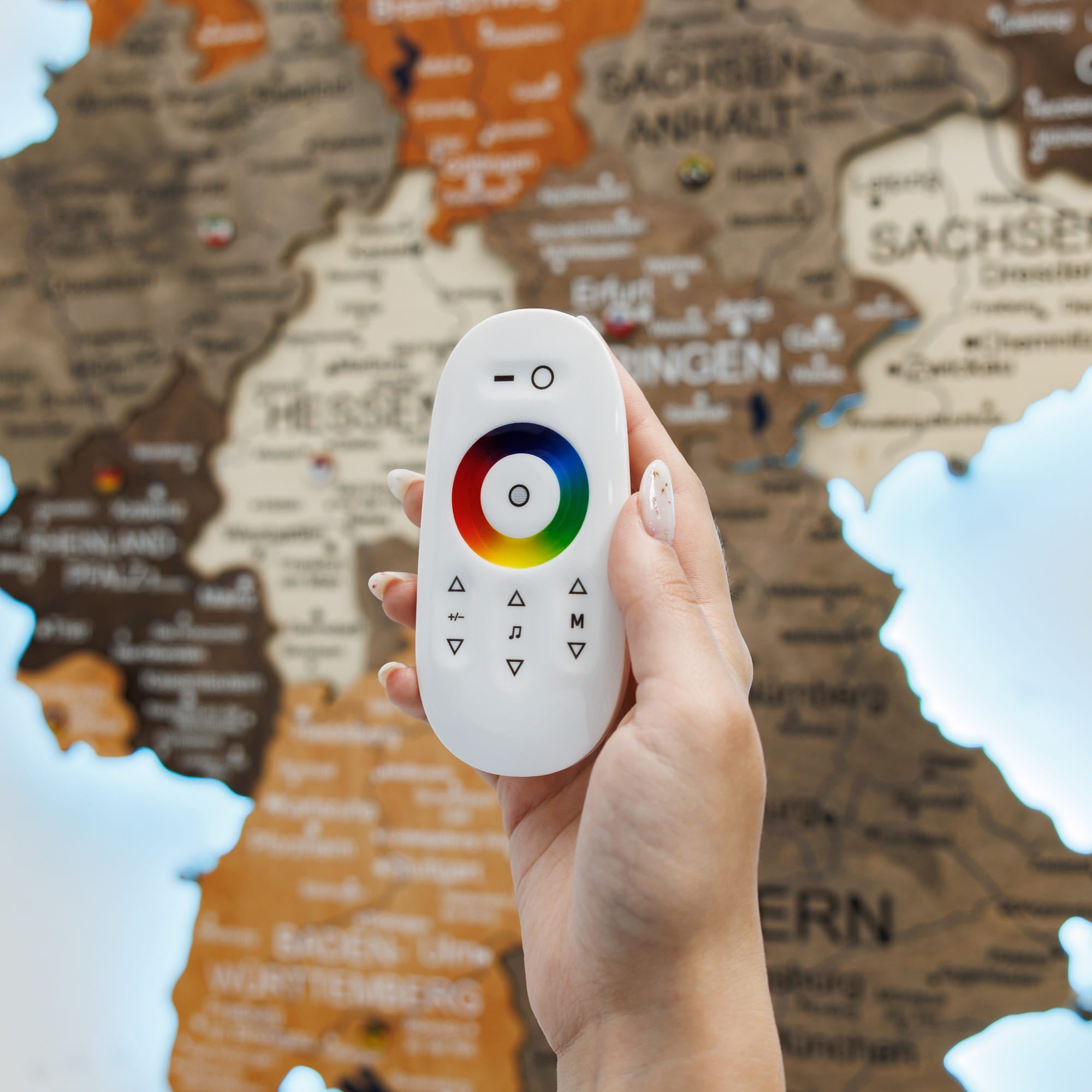 3D LED Germany Wooden Map 3.0 Multicolor remote control