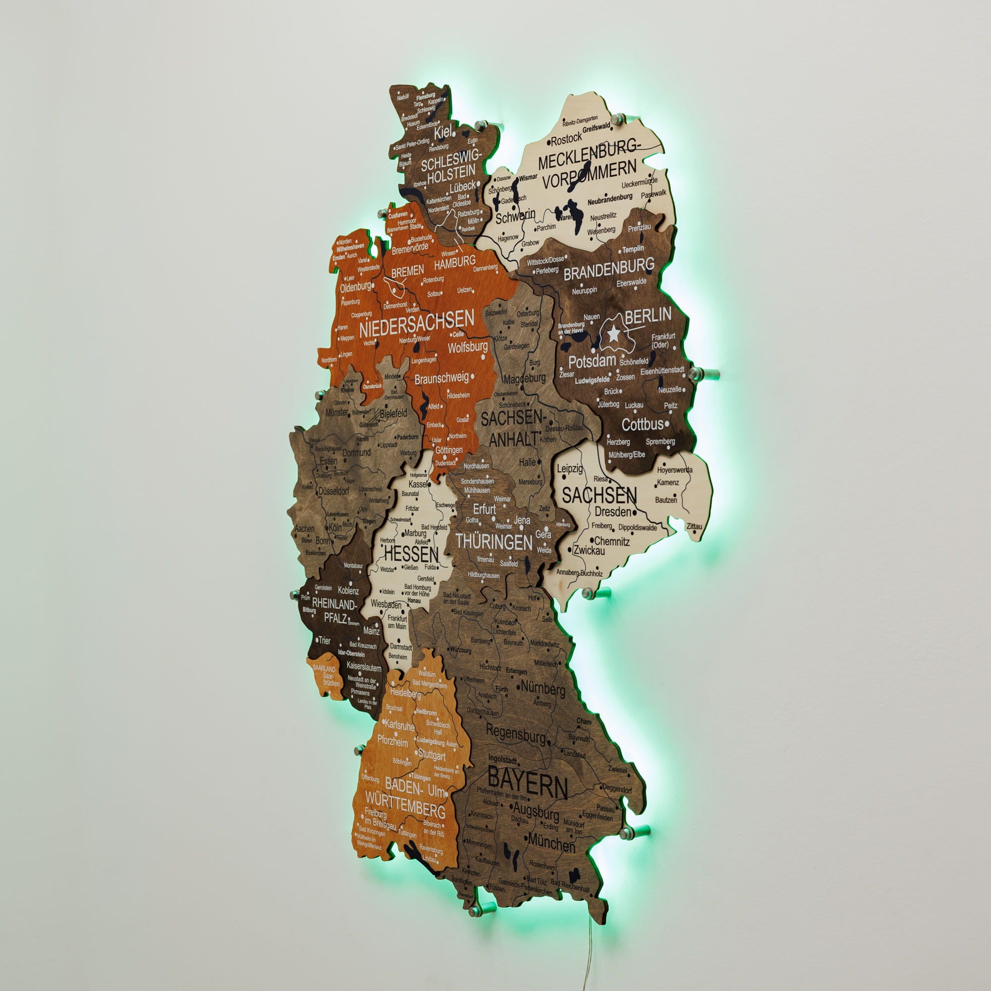 wooden wall decor map