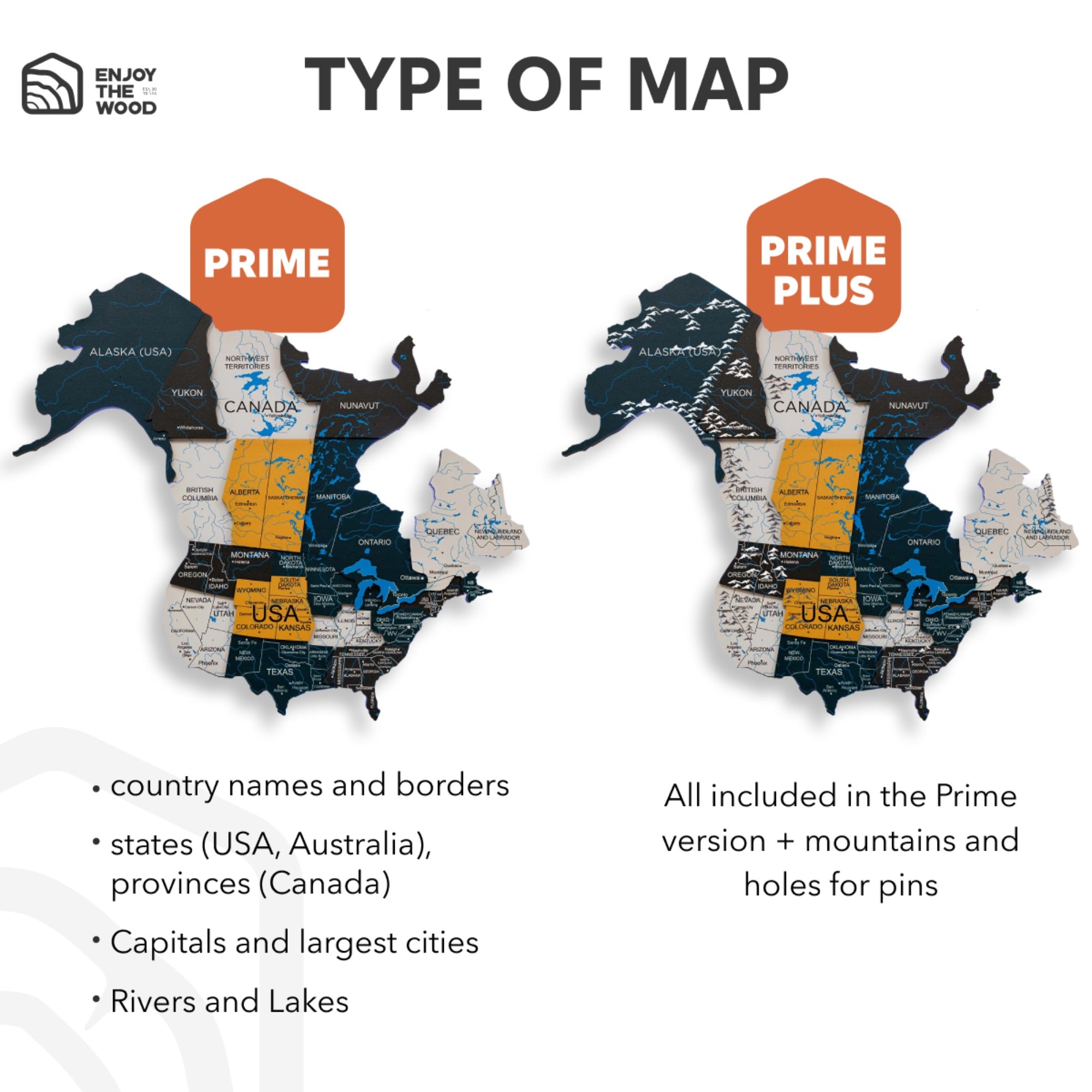Two types of maps labeled 'Prime' and 'Prime Plus' with details on features.