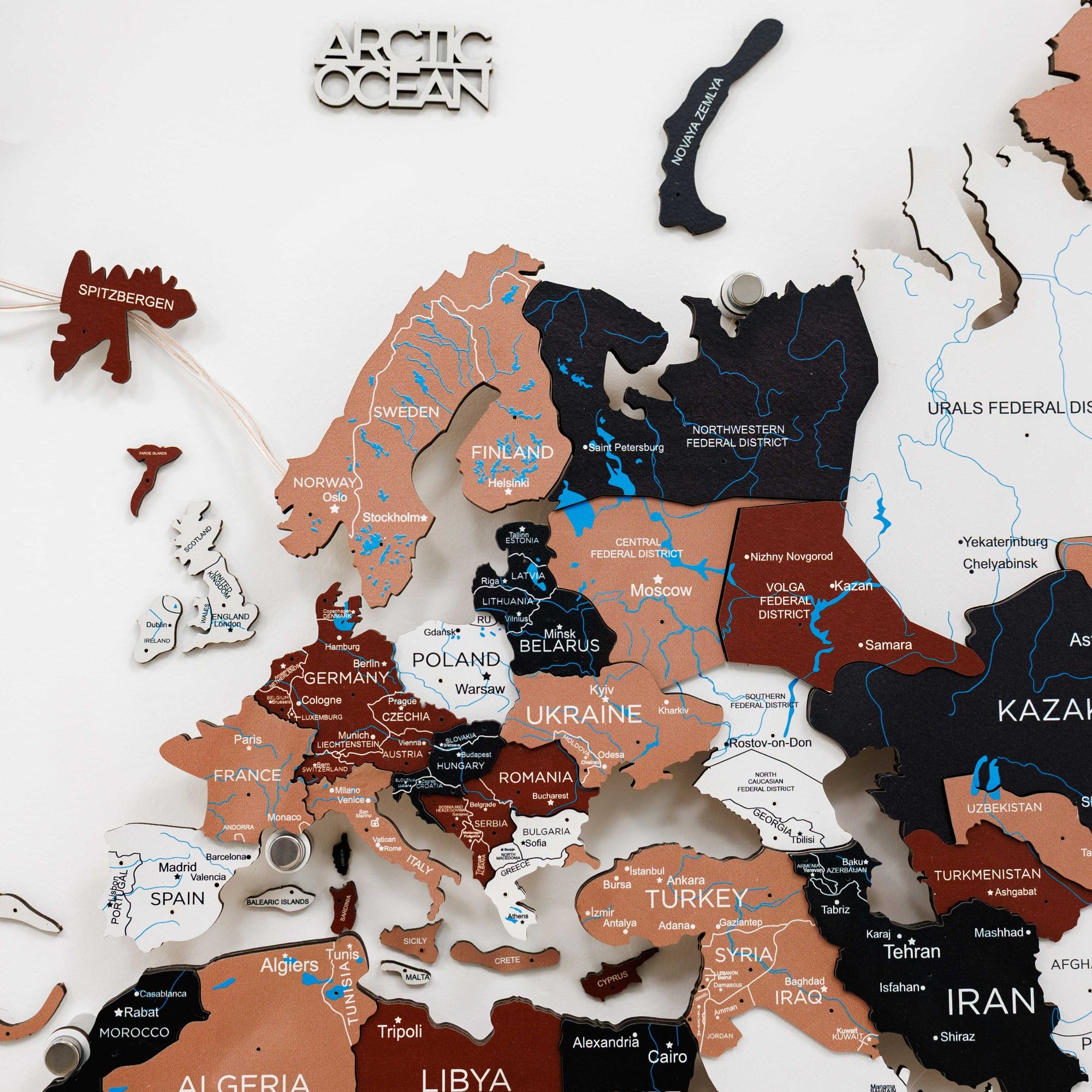 Map of Europe and parts of Asia with country names labeled on a white background
