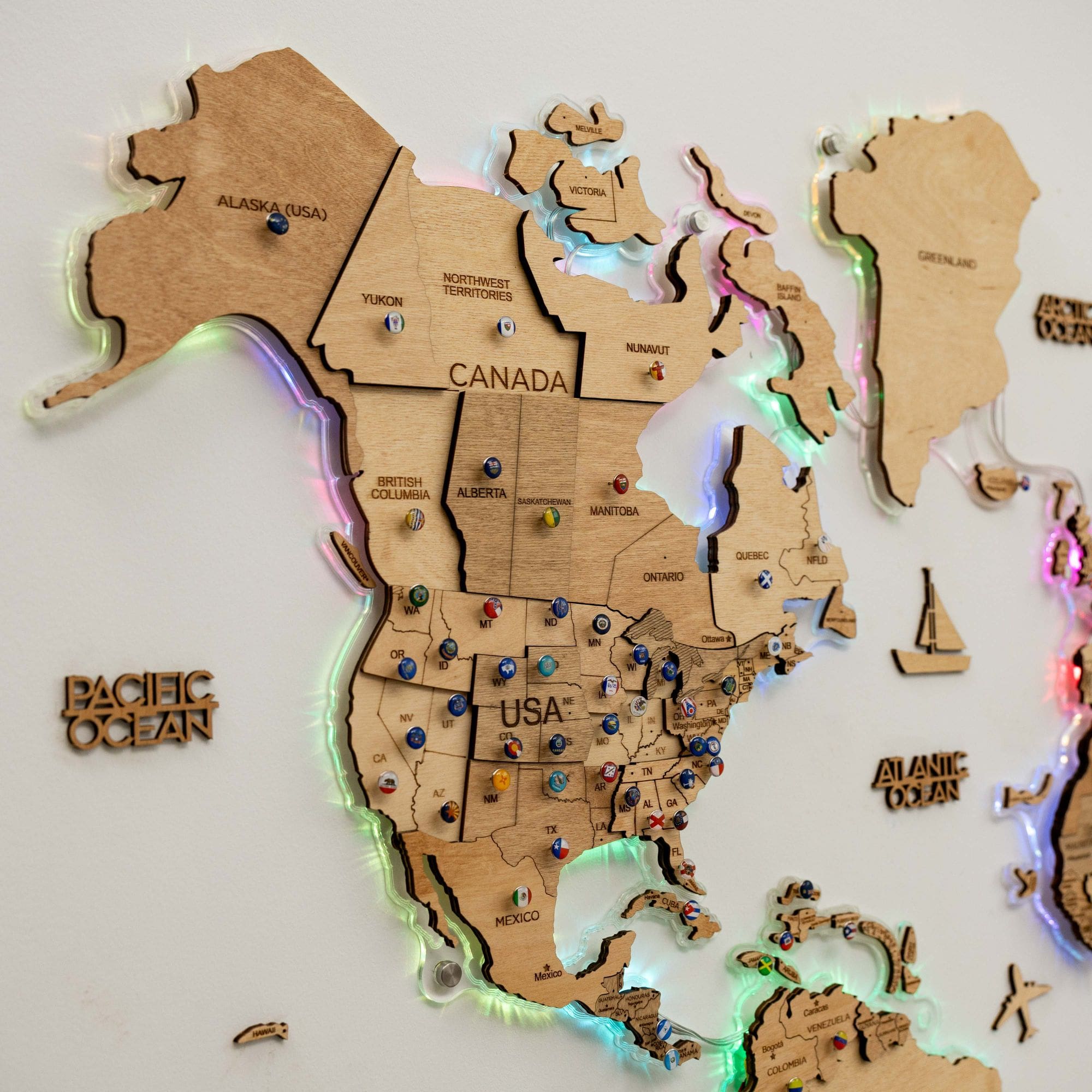 world map canada and usa