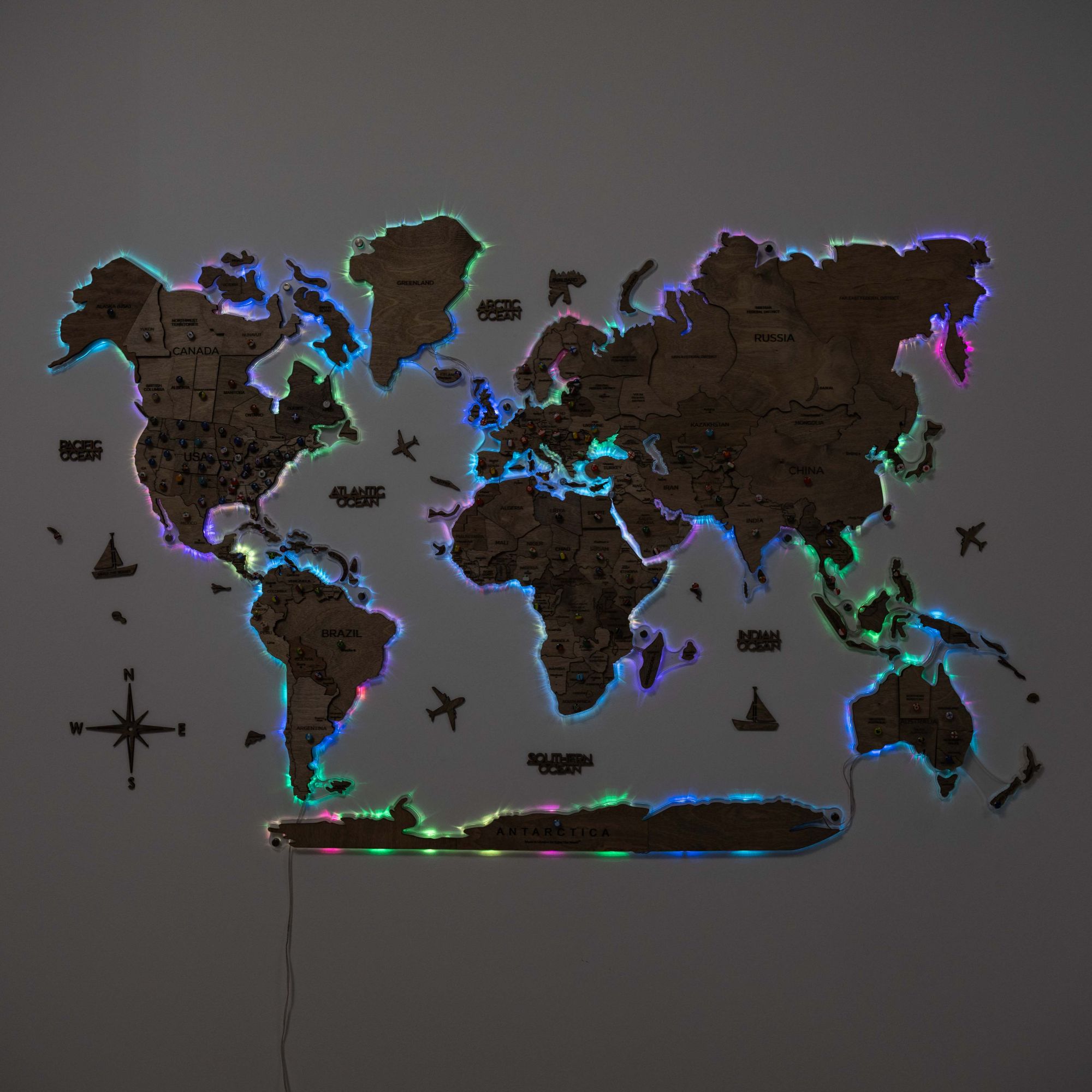 3D LED Wooden World Map 2.0 Terra | Enjoy The Wood
