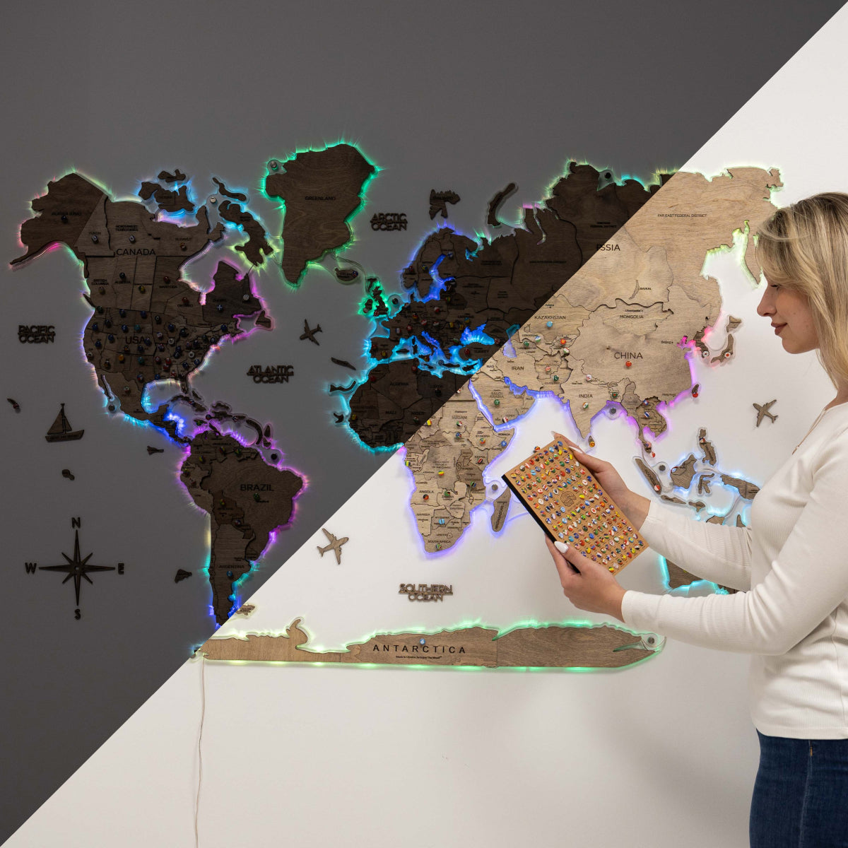 lighted world travel map