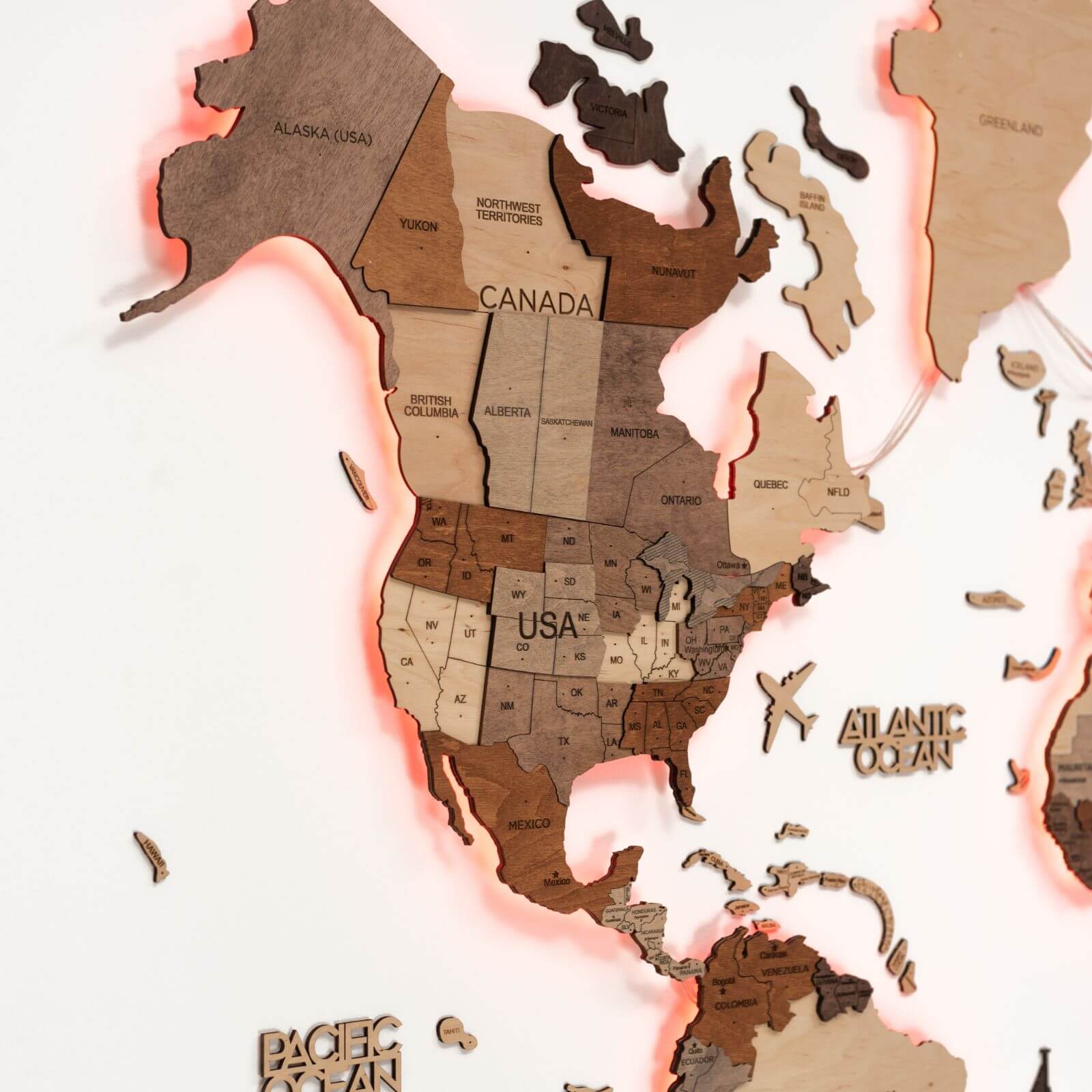 3D LED Wooden World Map 3.0 Multicolor | Enjoy The Wood