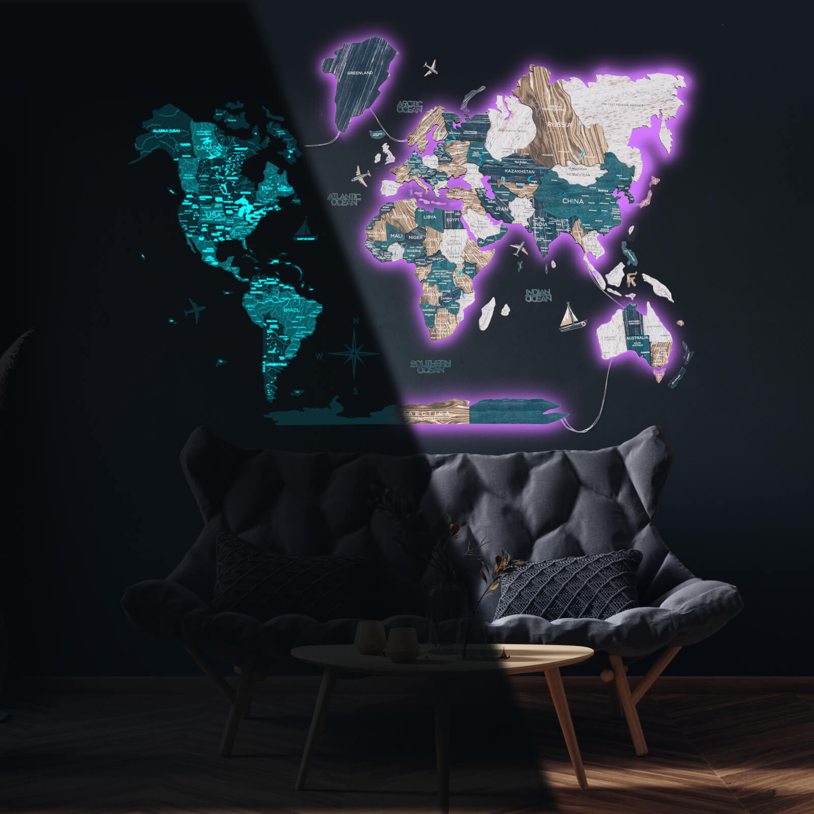 black wall decor living room
